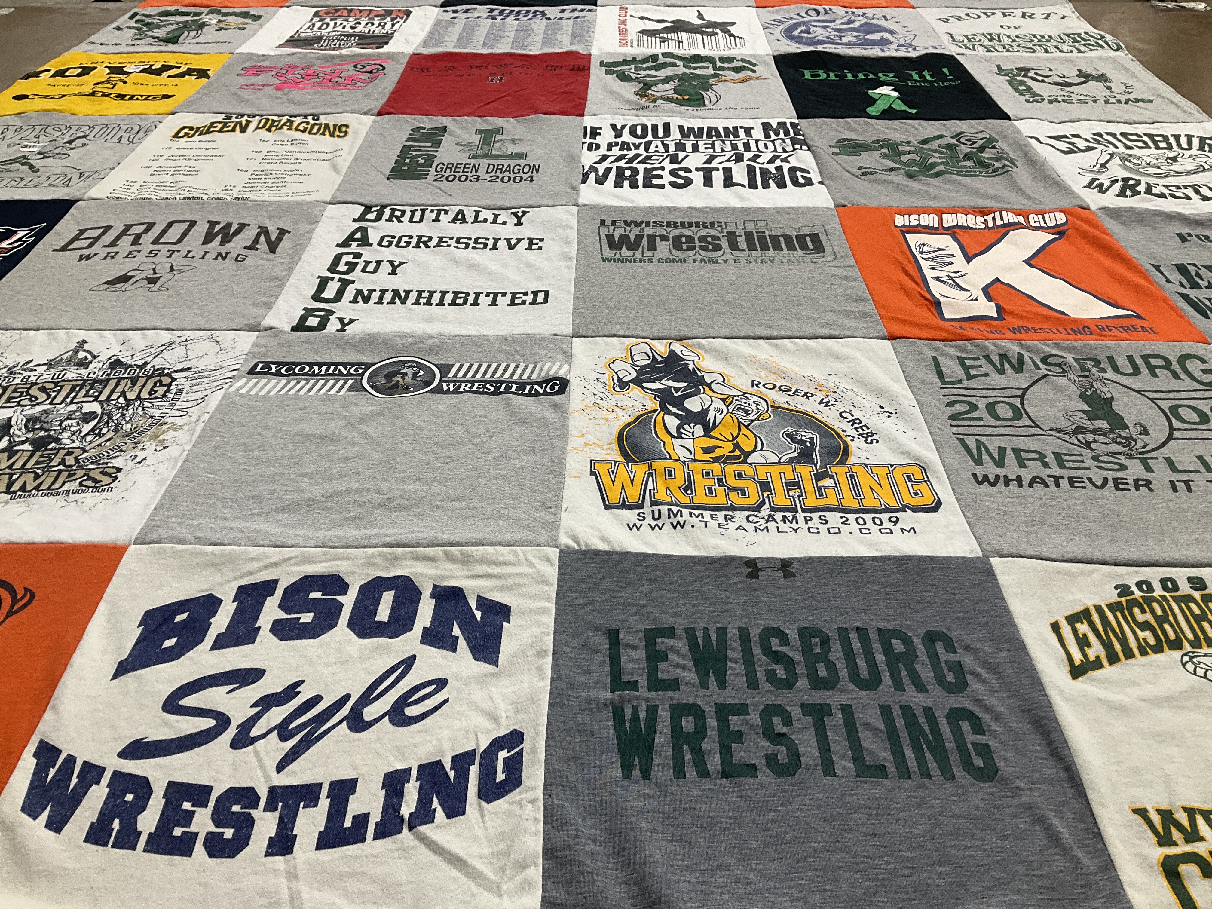 T-shirt quilt featuring lewisburg wrestling by Brian from PA