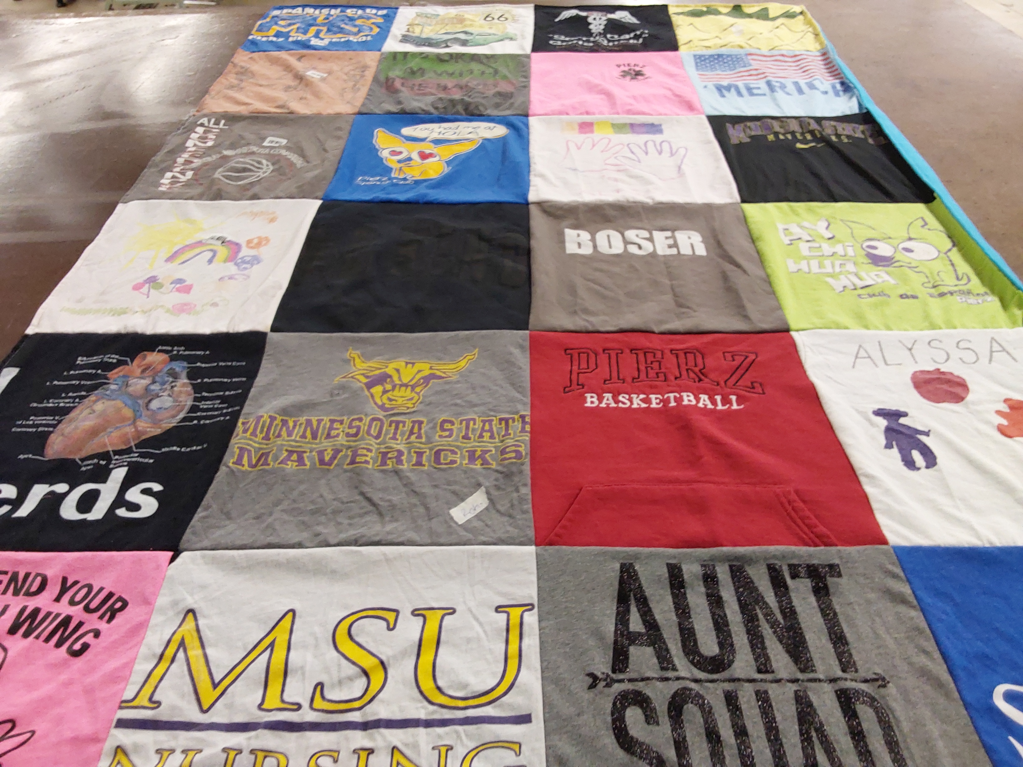 T-shirt quilt featuring pierz basketball by Lori from MN