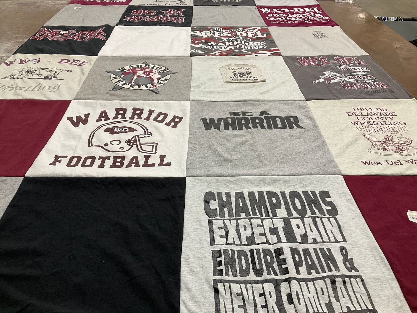 T-shirt quilt featuring wes-del warriors football by Kris from IN