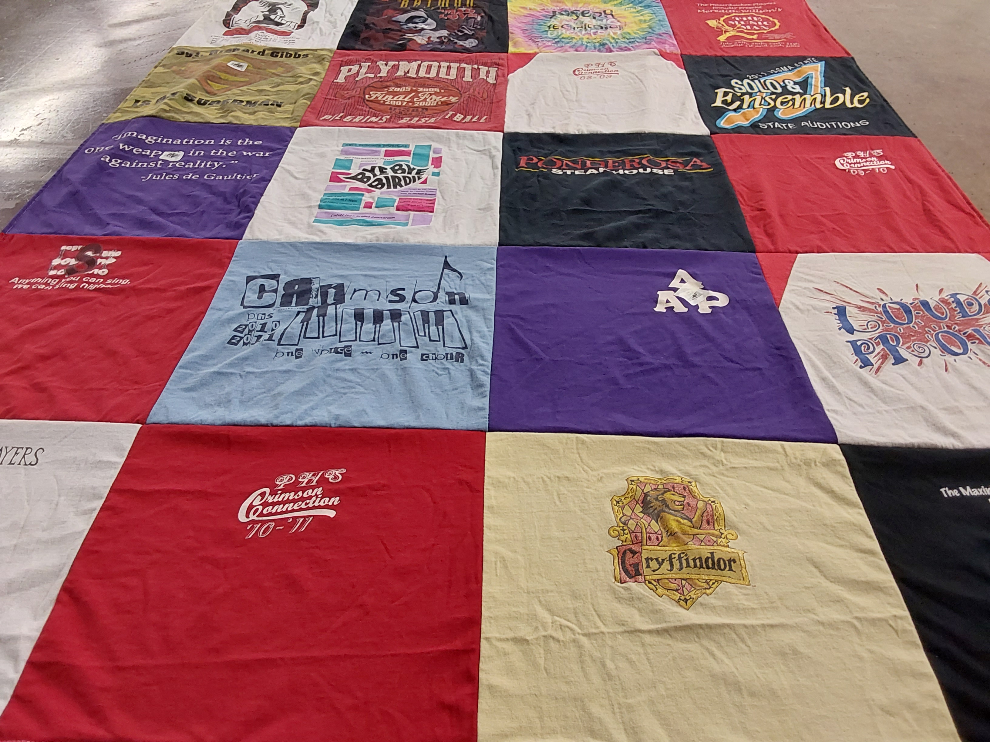 T-shirt quilt from plymouth high school by Connie from IN