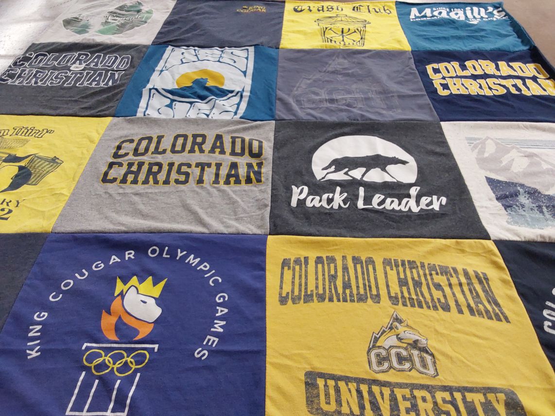T-shirt quilt featuring colorado christian university by Julie from CO