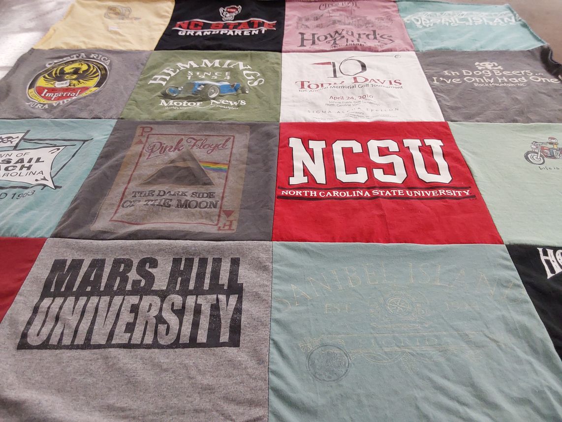 T-shirt quilt from mars hill university, north carolina state university by Amelia from NC