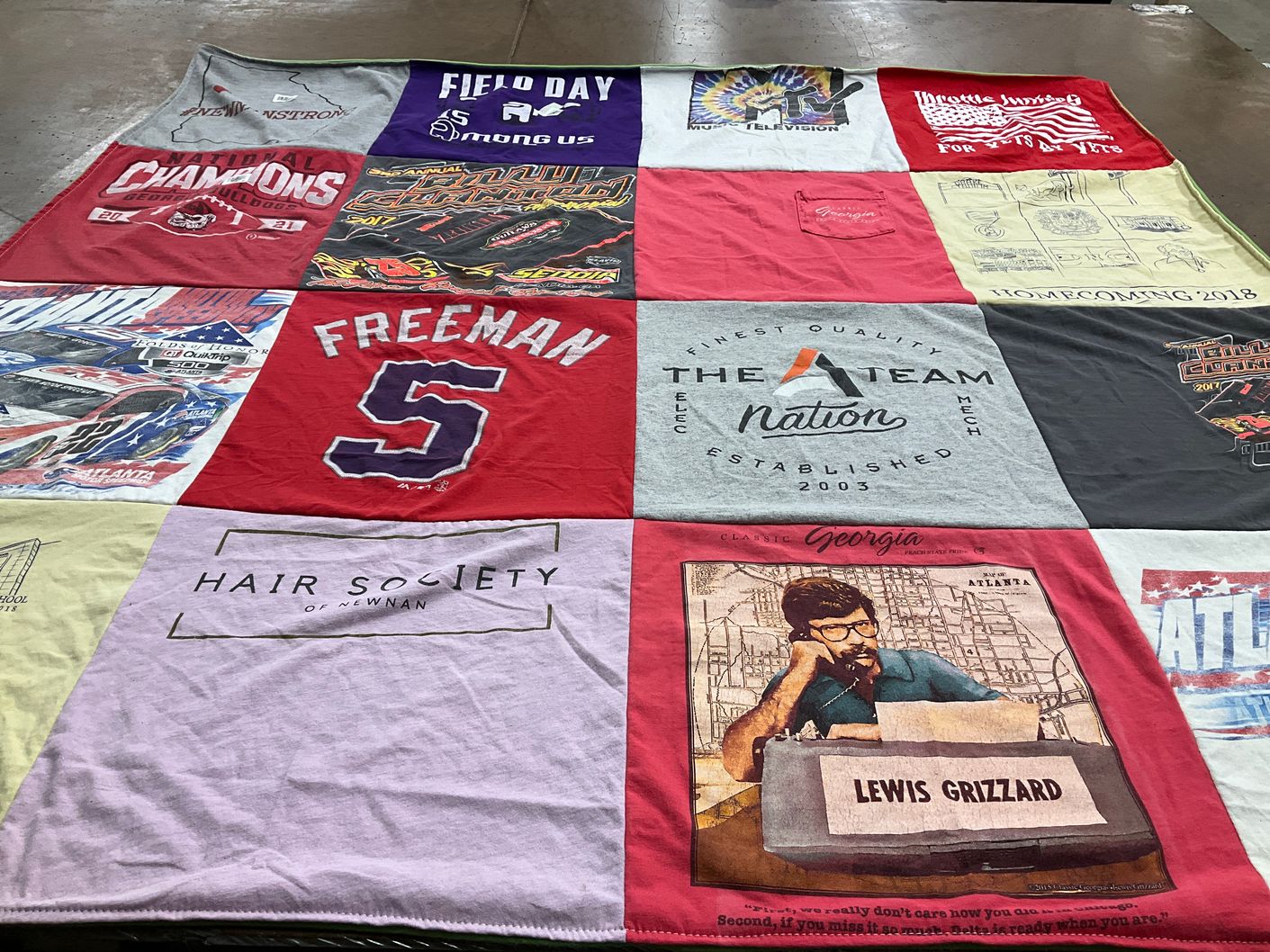 T-shirt quilt with sports, community themes by Angel from FL