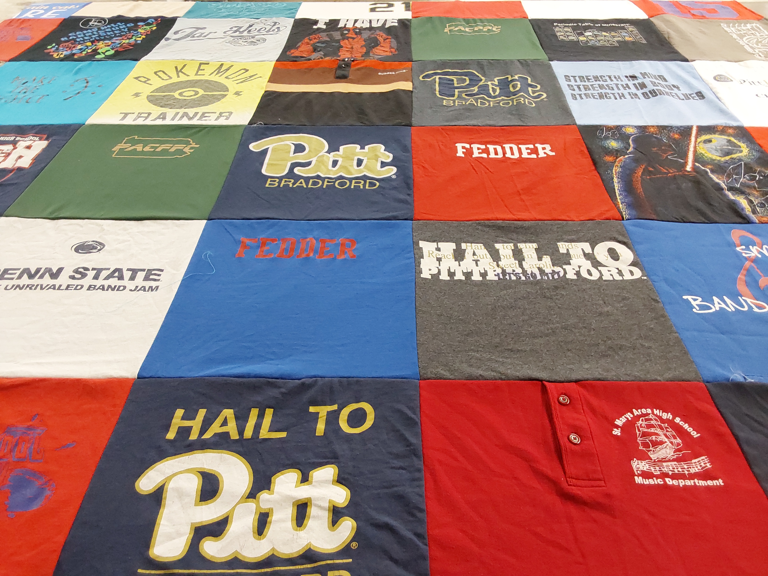 T-shirt quilt from pitt bradford, penn state university by Robbie from PA