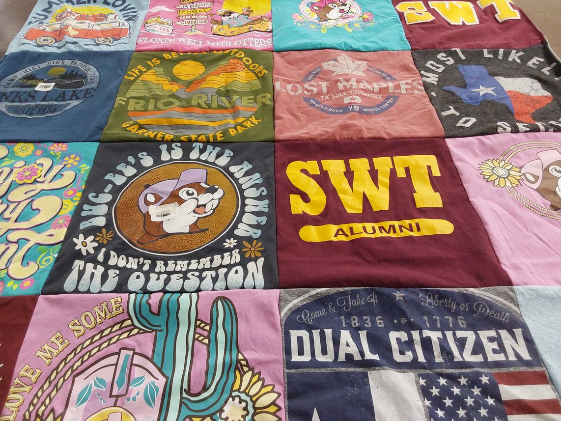 T-shirt quilt from southwest texas state university by Susan from TX