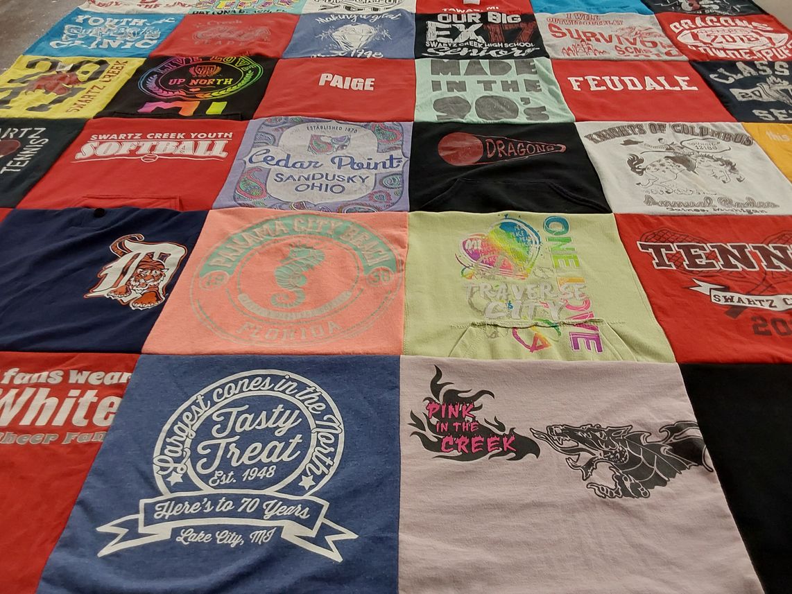 T-shirt quilt featuring swartz creek youth softball by Kelli from MI
