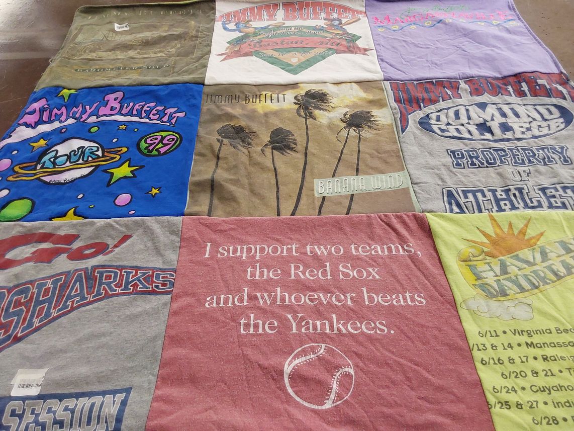 T-shirt quilt featuring red sox by Sue from MA