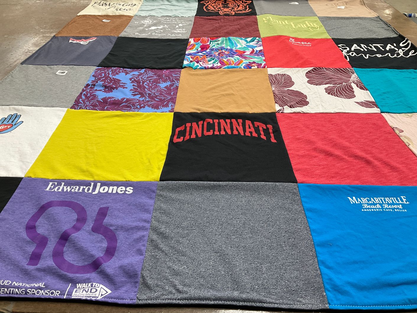 T-shirt quilt with travel, sports themes by Pamela from OH