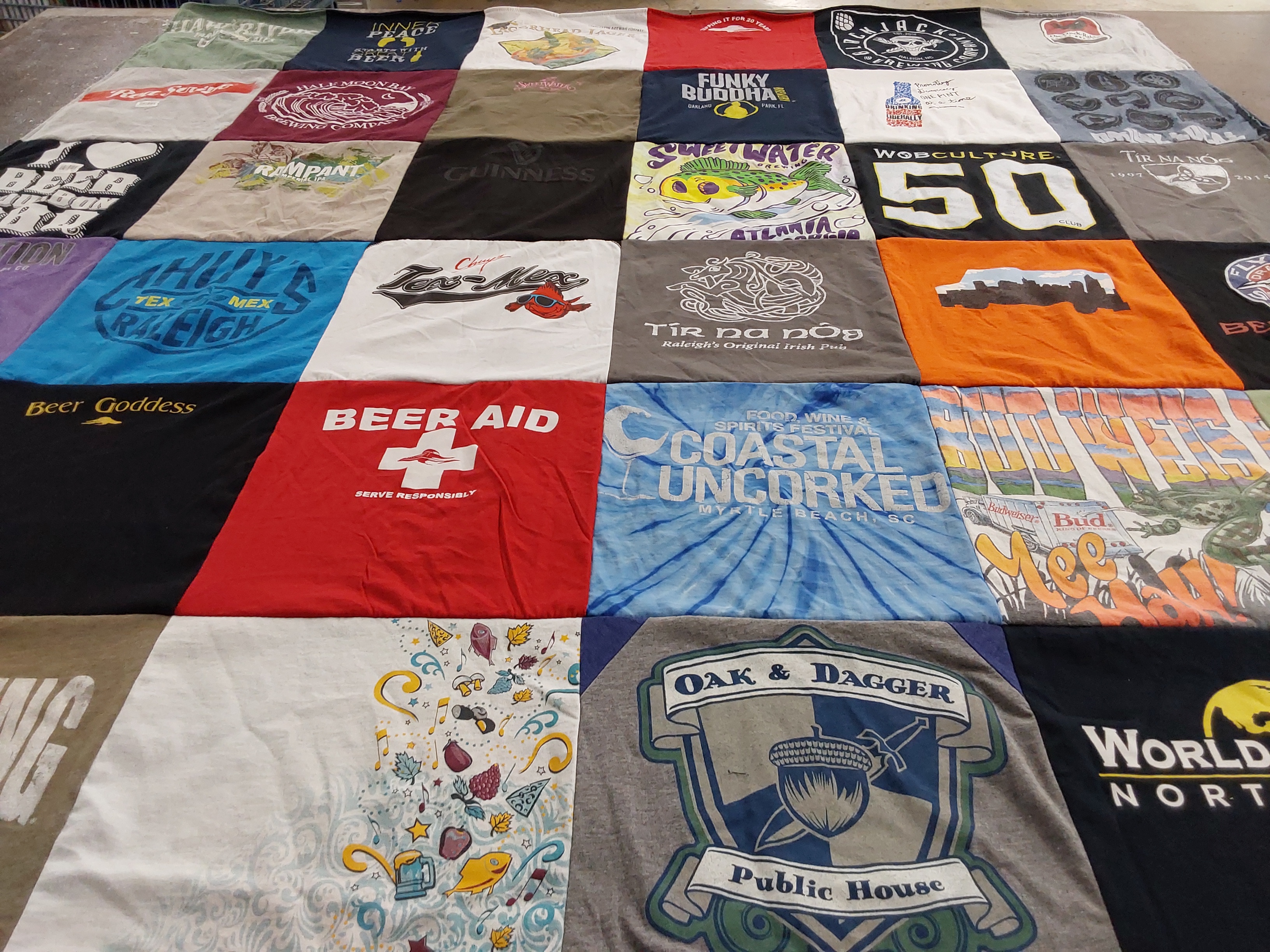 T-shirt quilt with beer culture, craft beer themes by Deirdre from NC