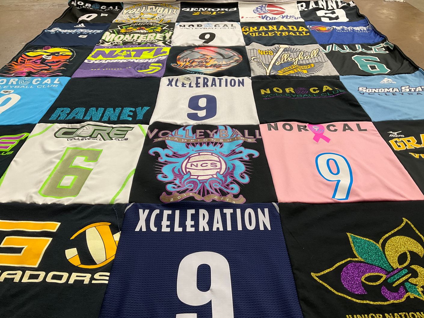T-shirt quilt featuring granada volleyball team, norcal volleyball club by Tracy from CA