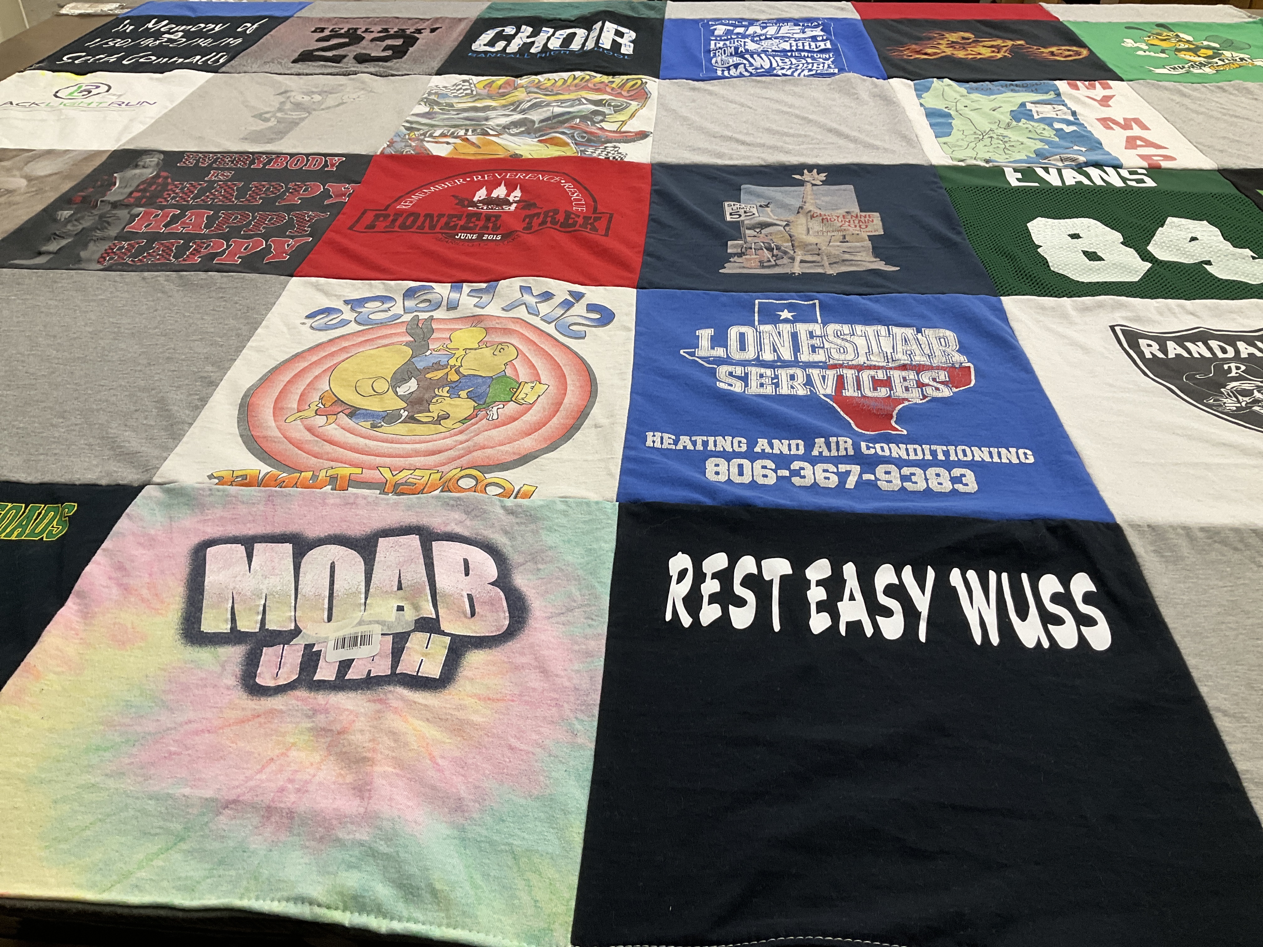 T-shirt quilt with memorials, hobbies themes by Jessica  from TX