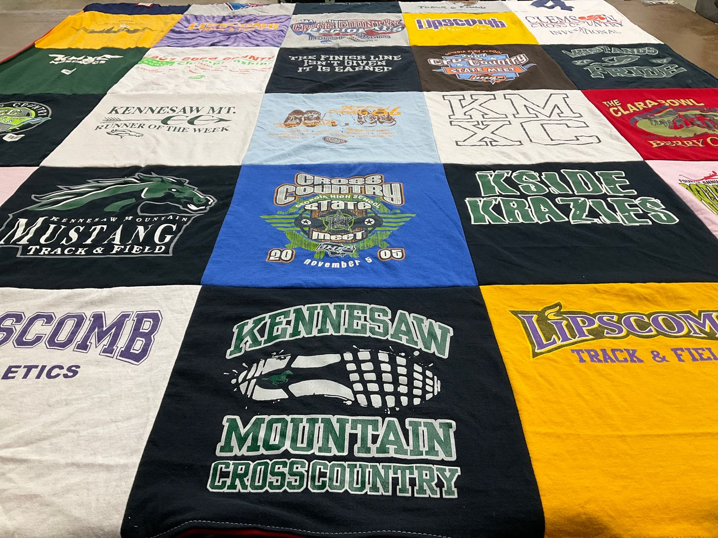 T-shirt quilt featuring kennesaw mountain cross country, lipscomb track and field by Lauren from GA