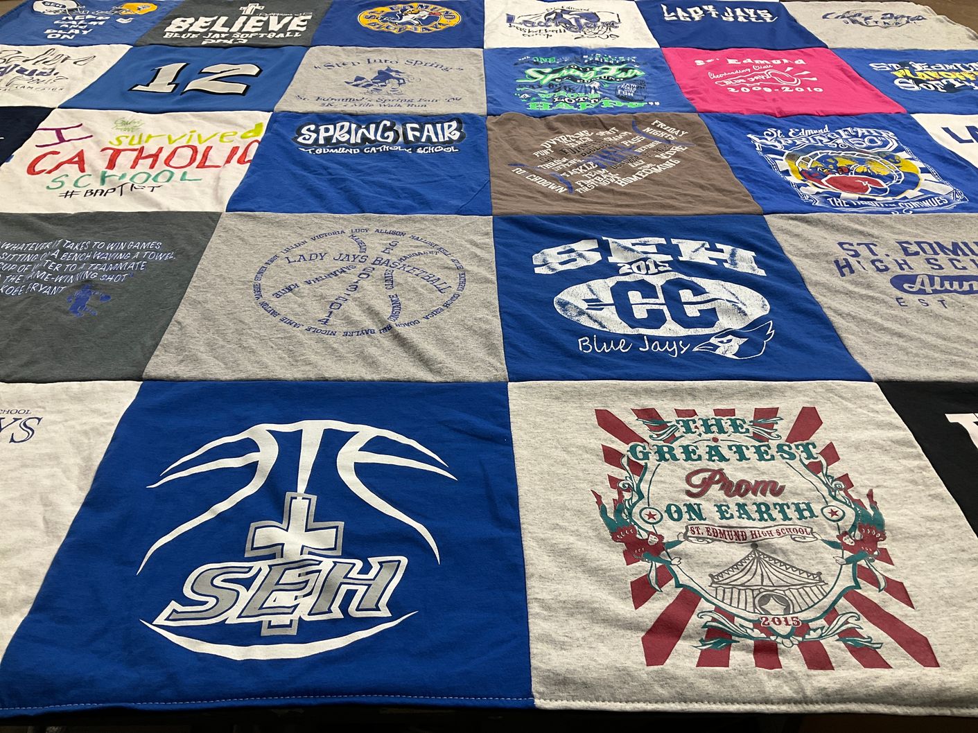 T-shirt quilt featuring blue jays basketball by Sydney from LA