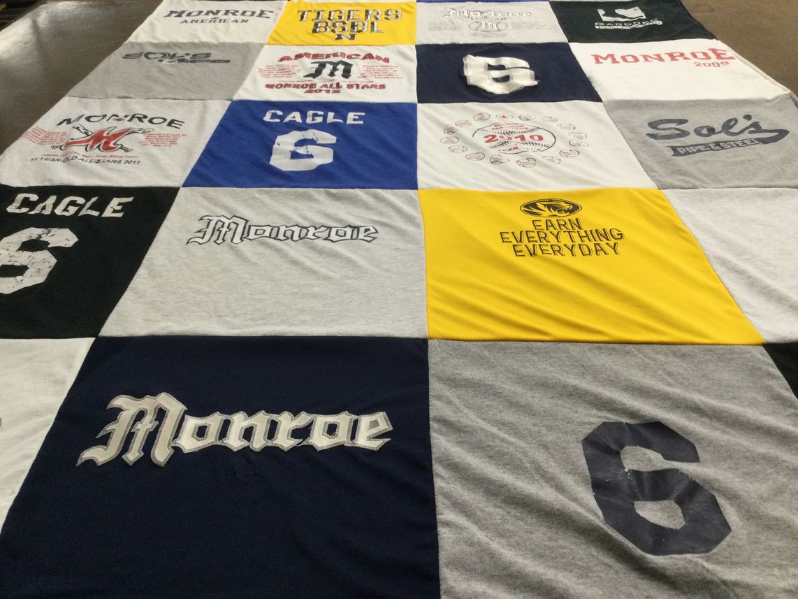 T-shirt quilt with baseball, sports themes by MONICA from LA