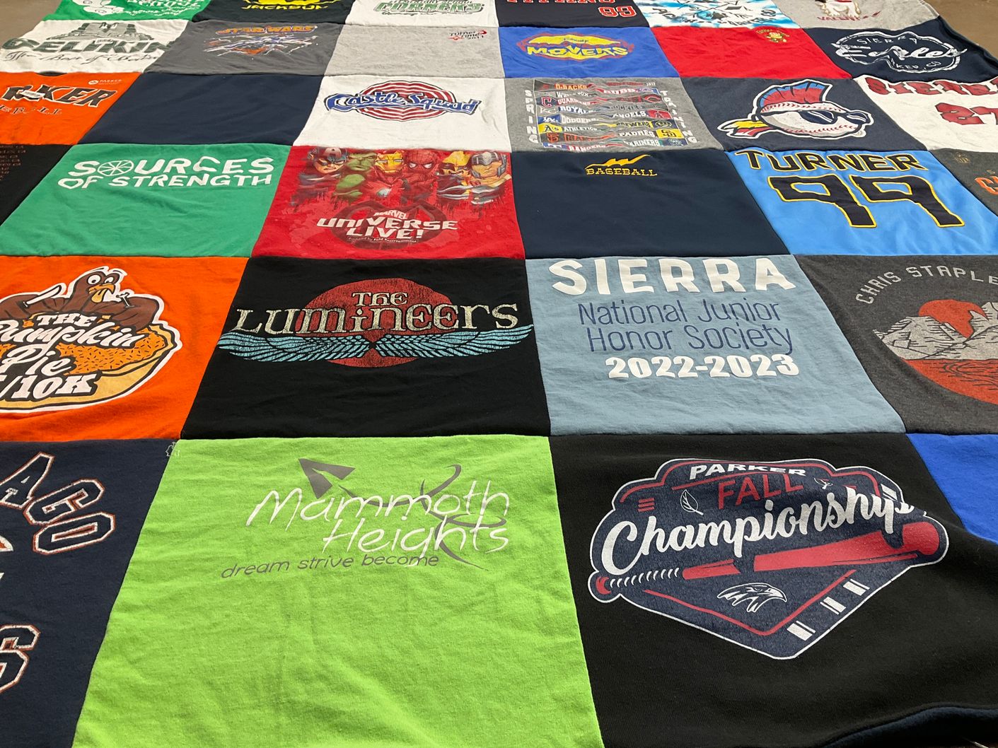 T-shirt quilt featuring parker high school baseball team by Kimberly from CO