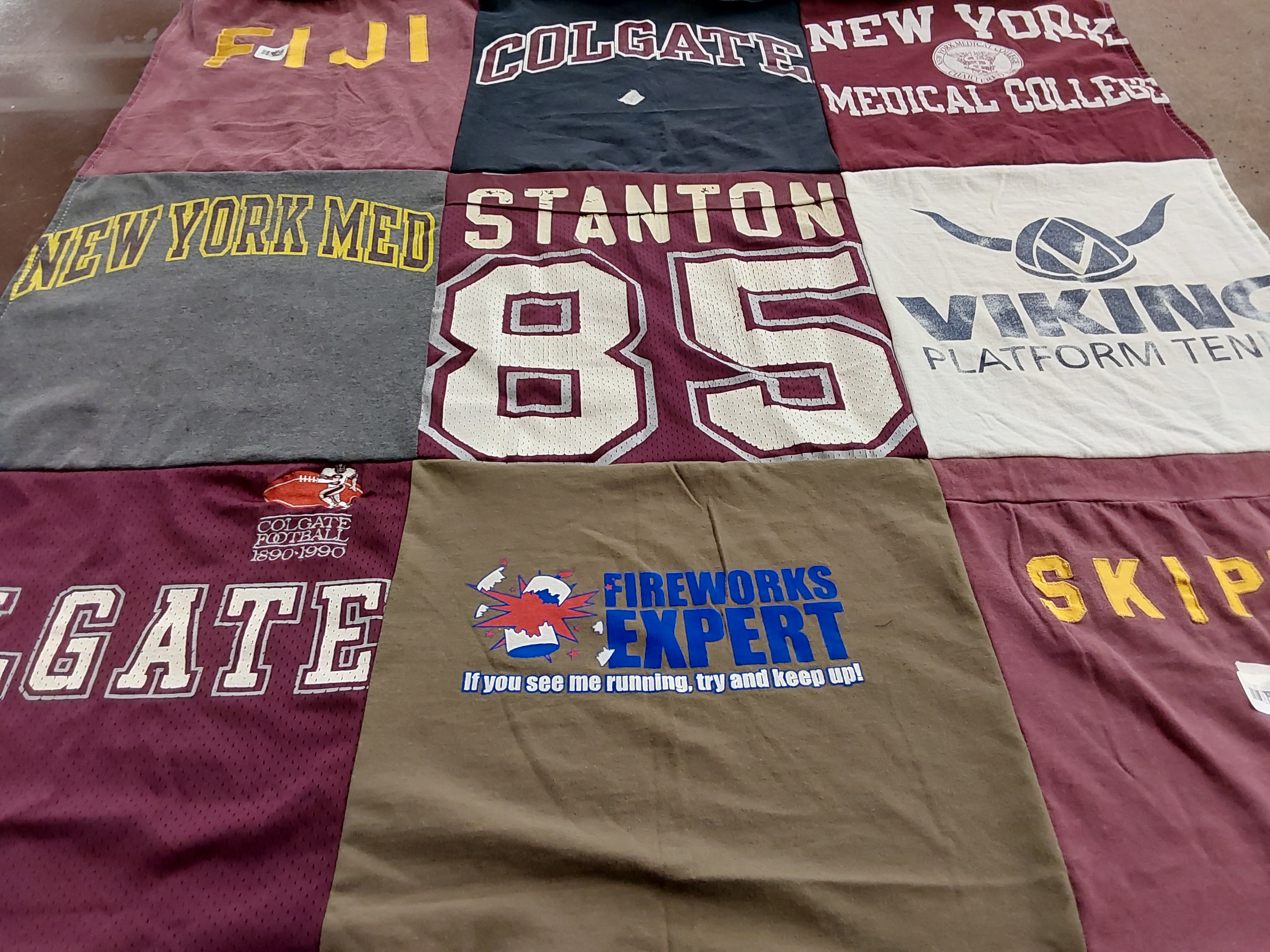 T-shirt quilt from colgate university, new york medical college by Nicole from CT