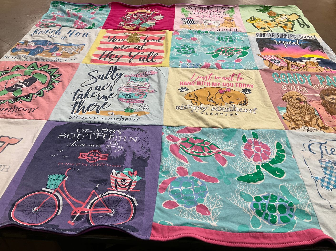 T-shirt quilt with southern lifestyle, pets themes by Rachael from KY