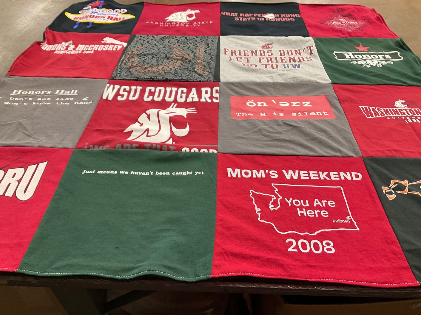 T-shirt quilt featuring wsu cougars by Sara from WA