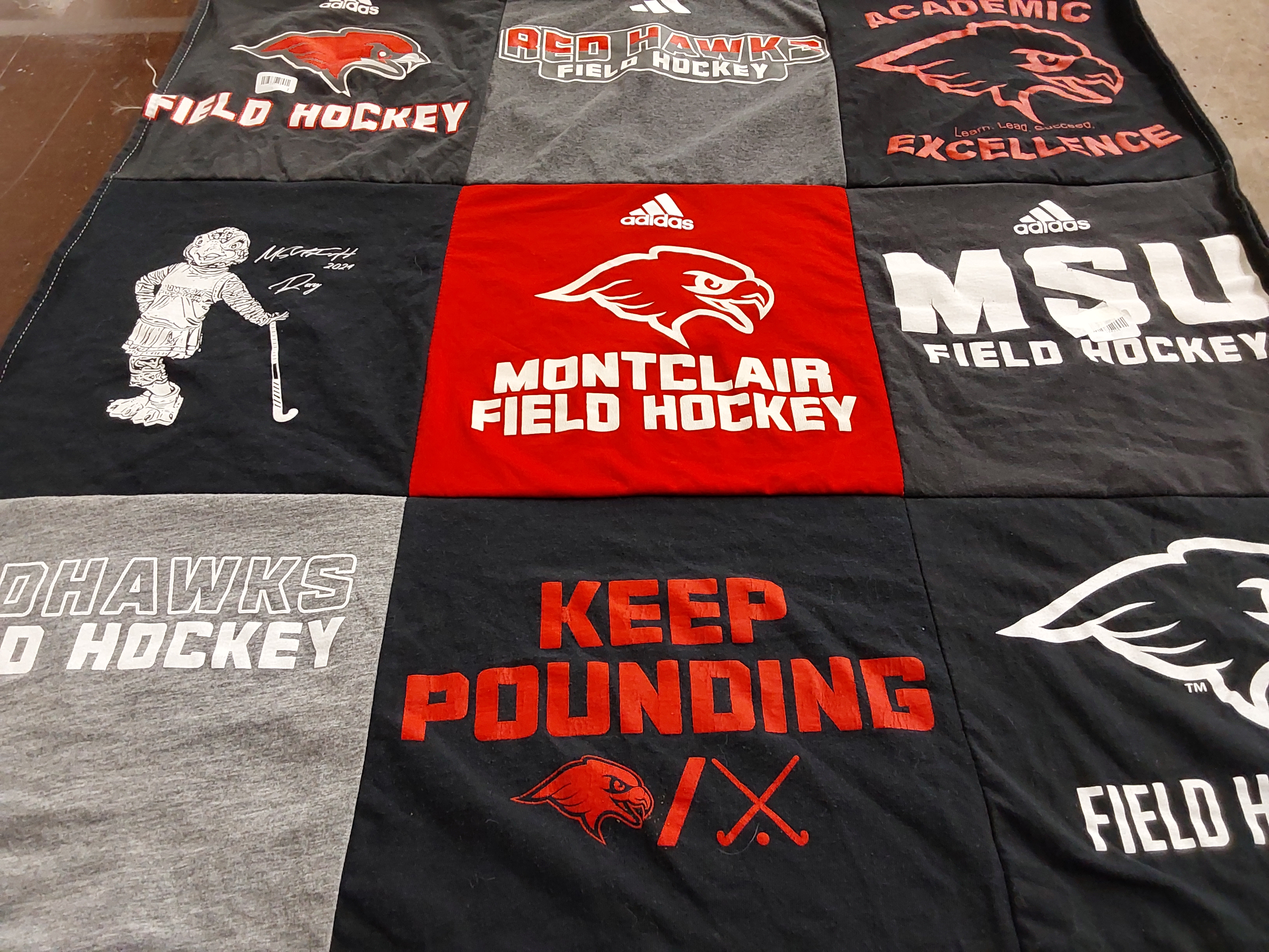 T-shirt quilt featuring montclair state university field hockey, red hawks field hockey by Jacqueline from NJ