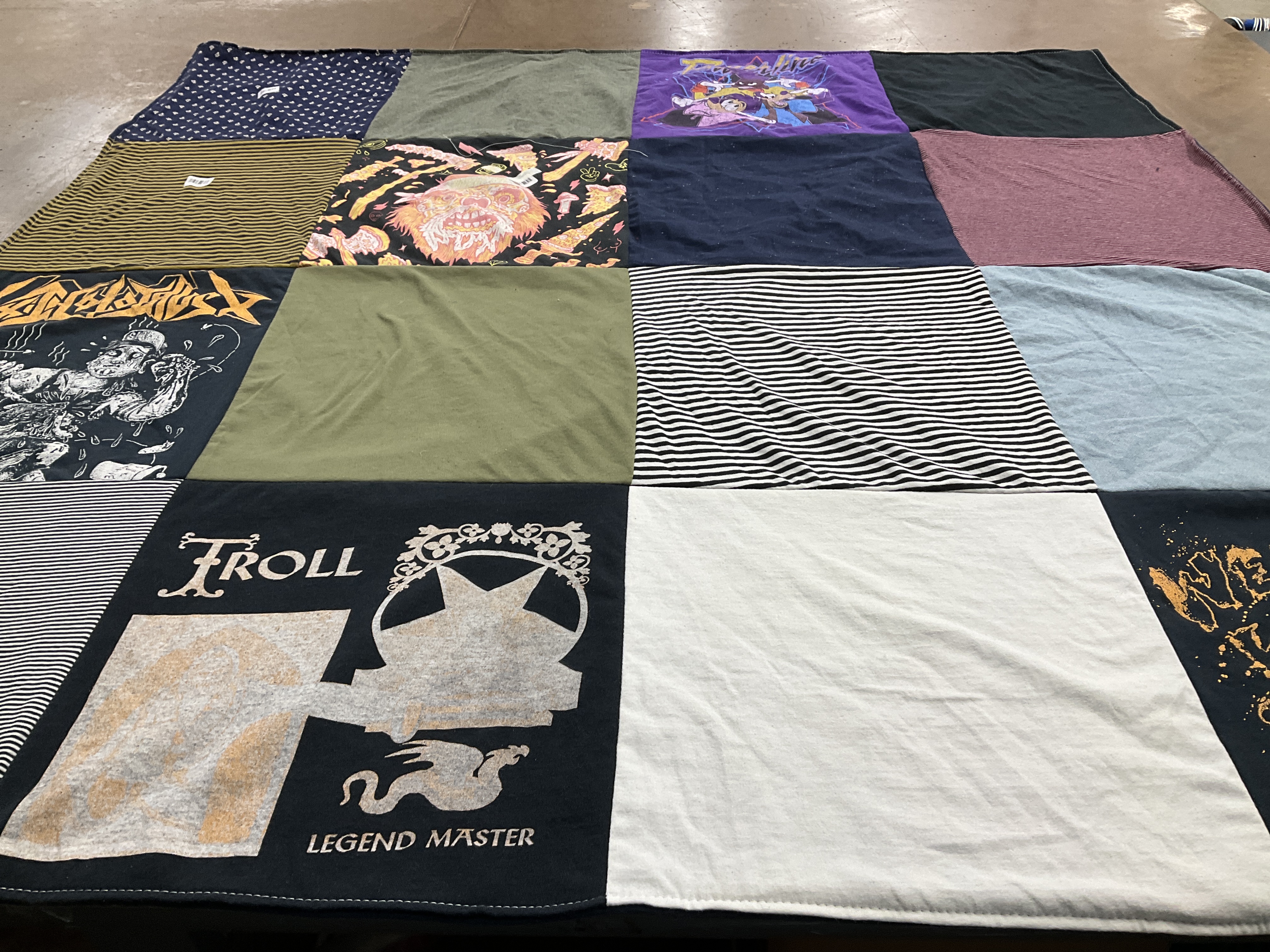 T-shirt quilt with music, art themes by Brandy from WA