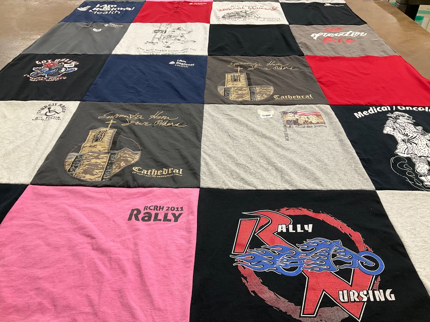 T-shirt quilt from cathedral of your happiness perpetual health by Hugh from SD
