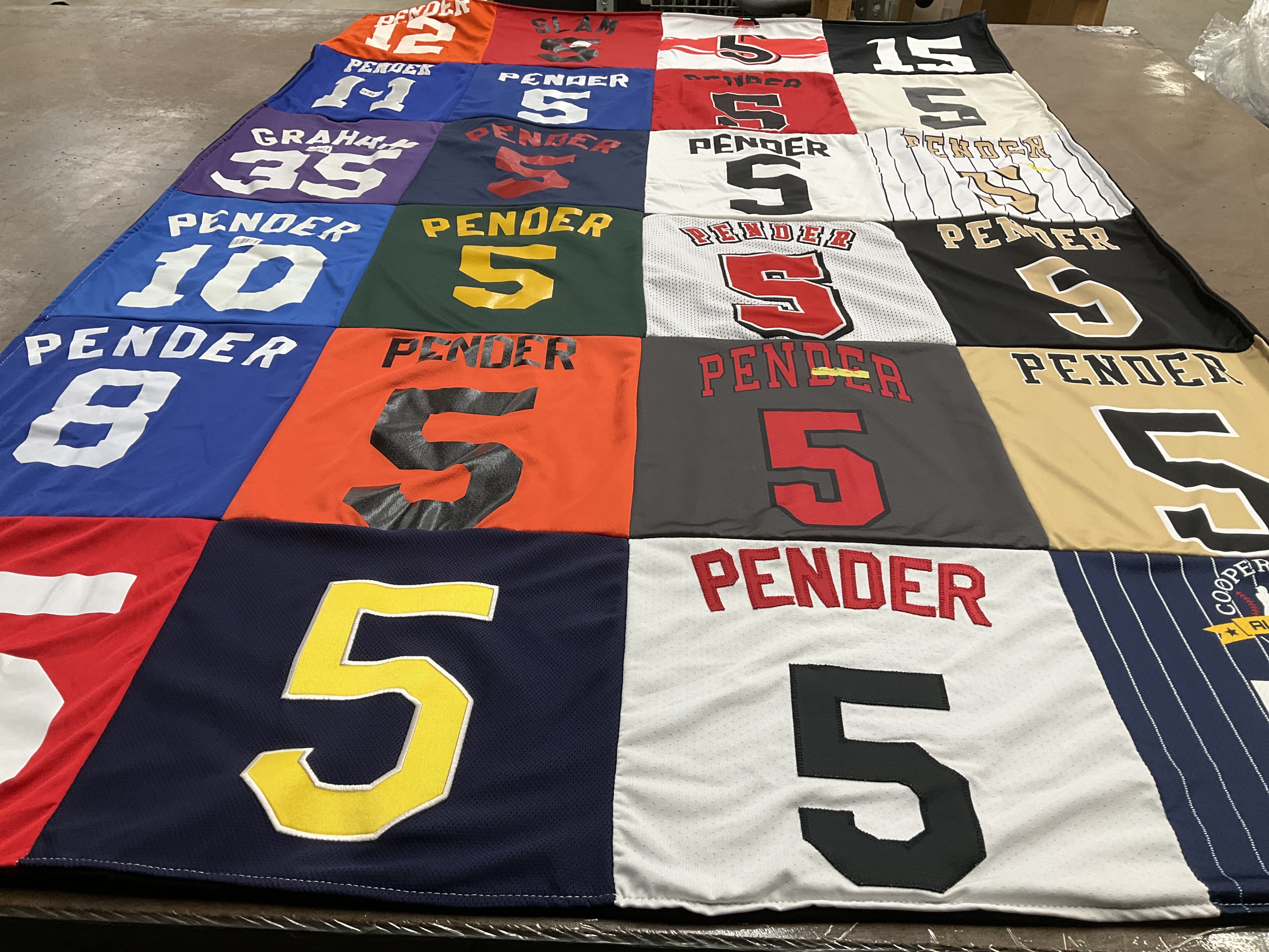 T-shirt quilt with sports, team activities themes by The from CA