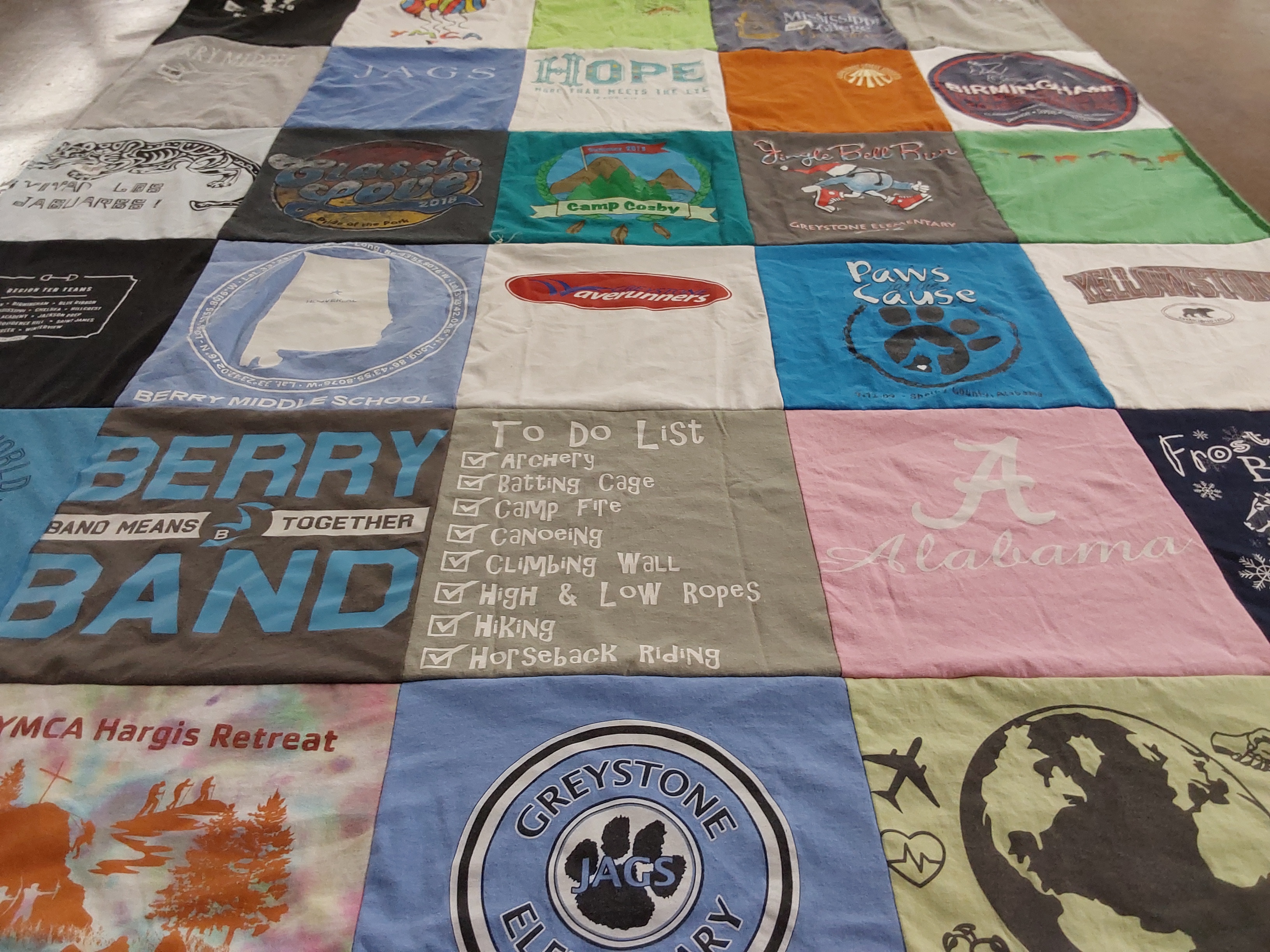 T-shirt quilt from berry middle school, greystone elementary school by Melinda from AL