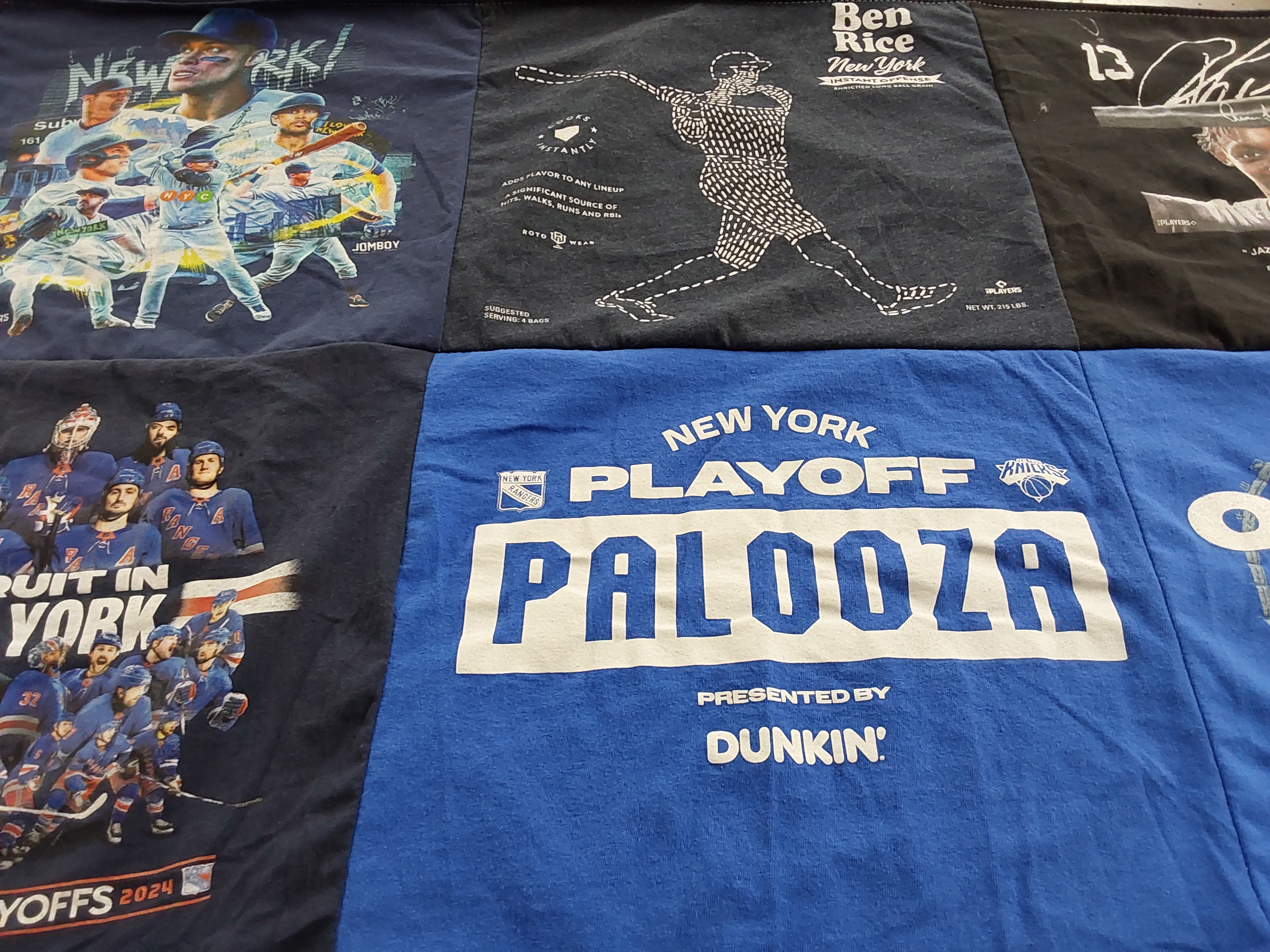 T-shirt quilt featuring new york rangers, new york knicks by Mariel from NY