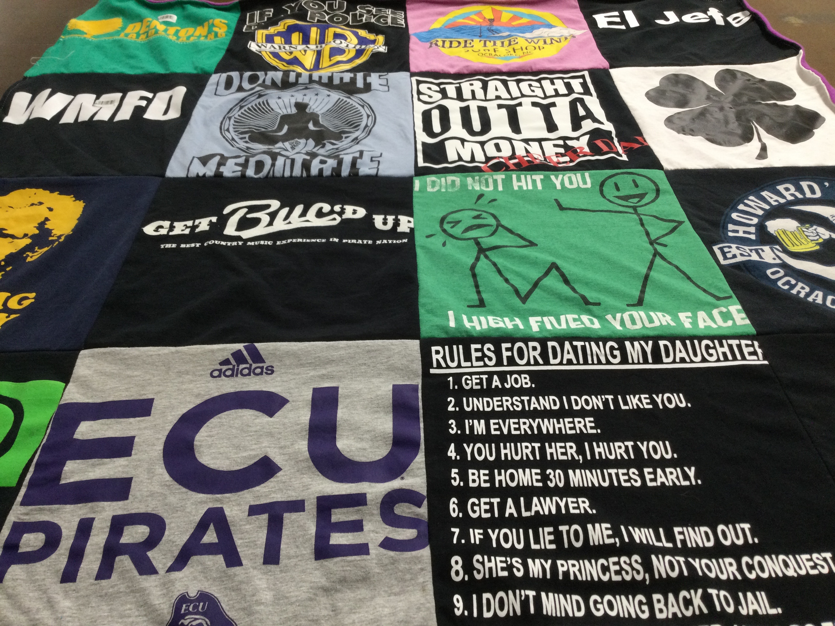 T-shirt quilt featuring east carolina pirates by Emily from NC