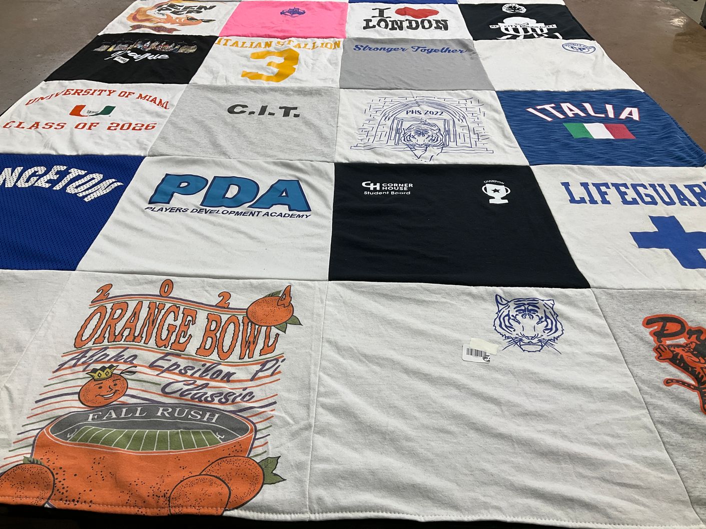 T-shirt quilt from university of miami by Marie from NJ