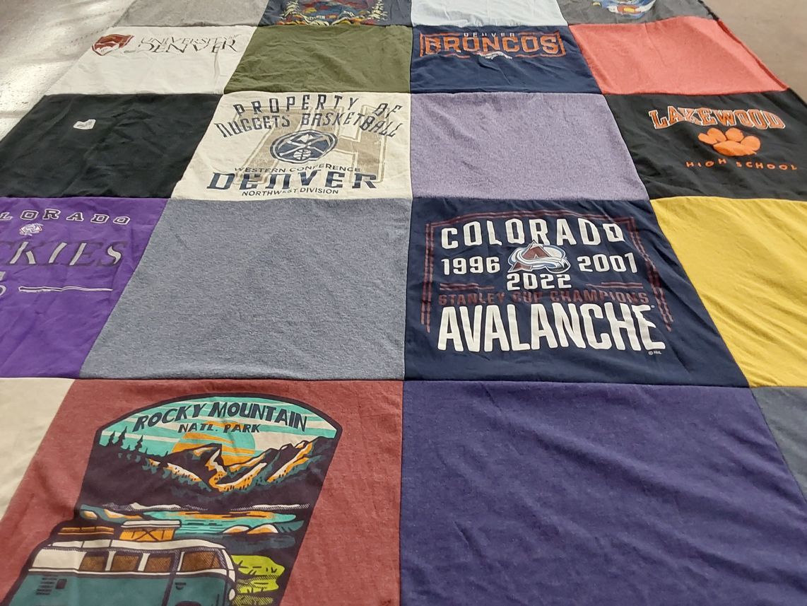 T-shirt quilt featuring colorado avalanche, colorado rockies by Janet from CO