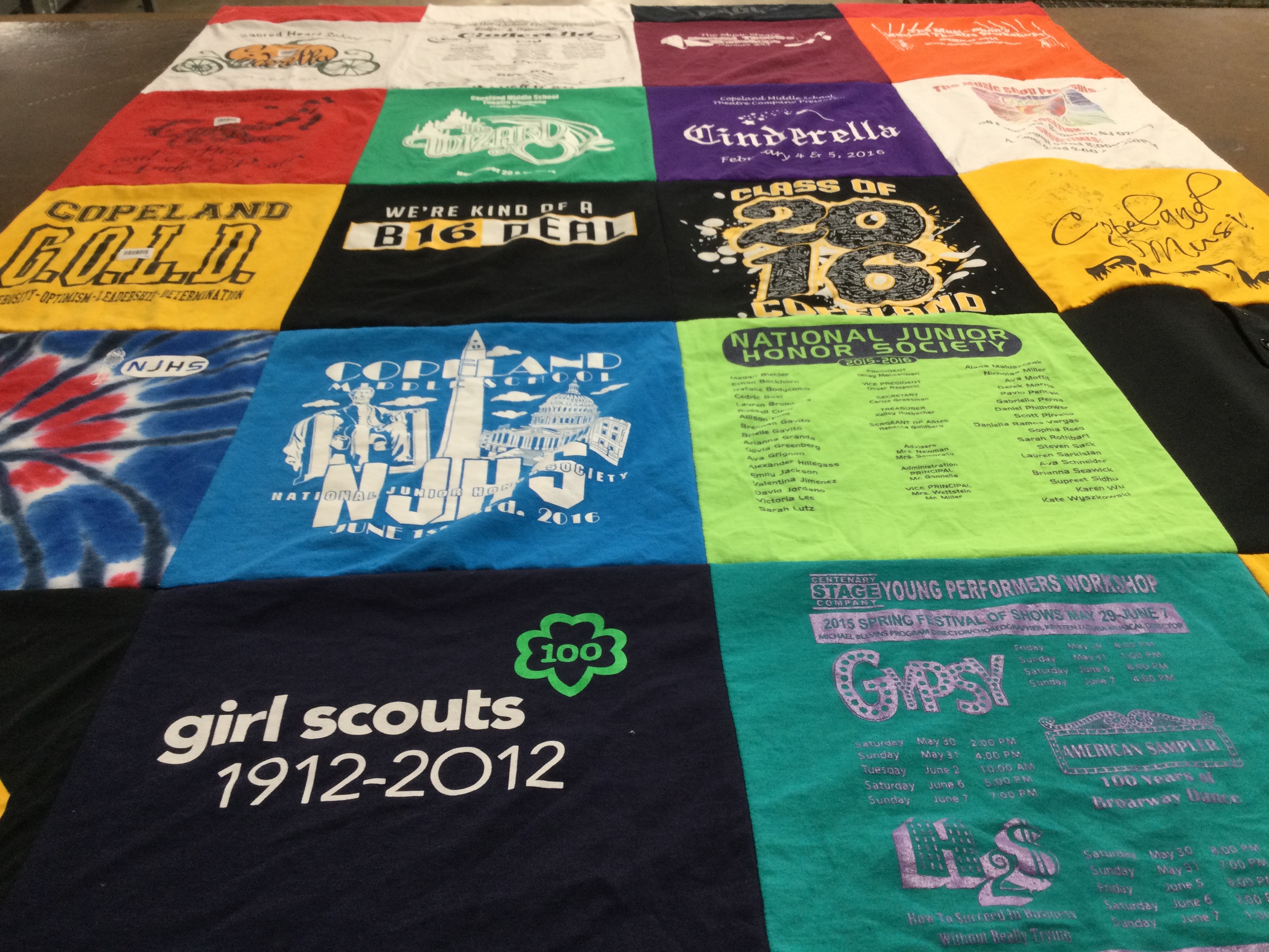 T-shirt quilt from copeland middle school by Sarah from NJ