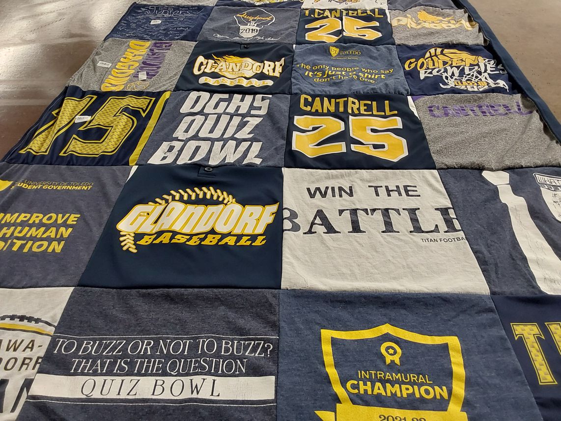 T-shirt quilt featuring glandorf titans, titan football by Peggy from OH