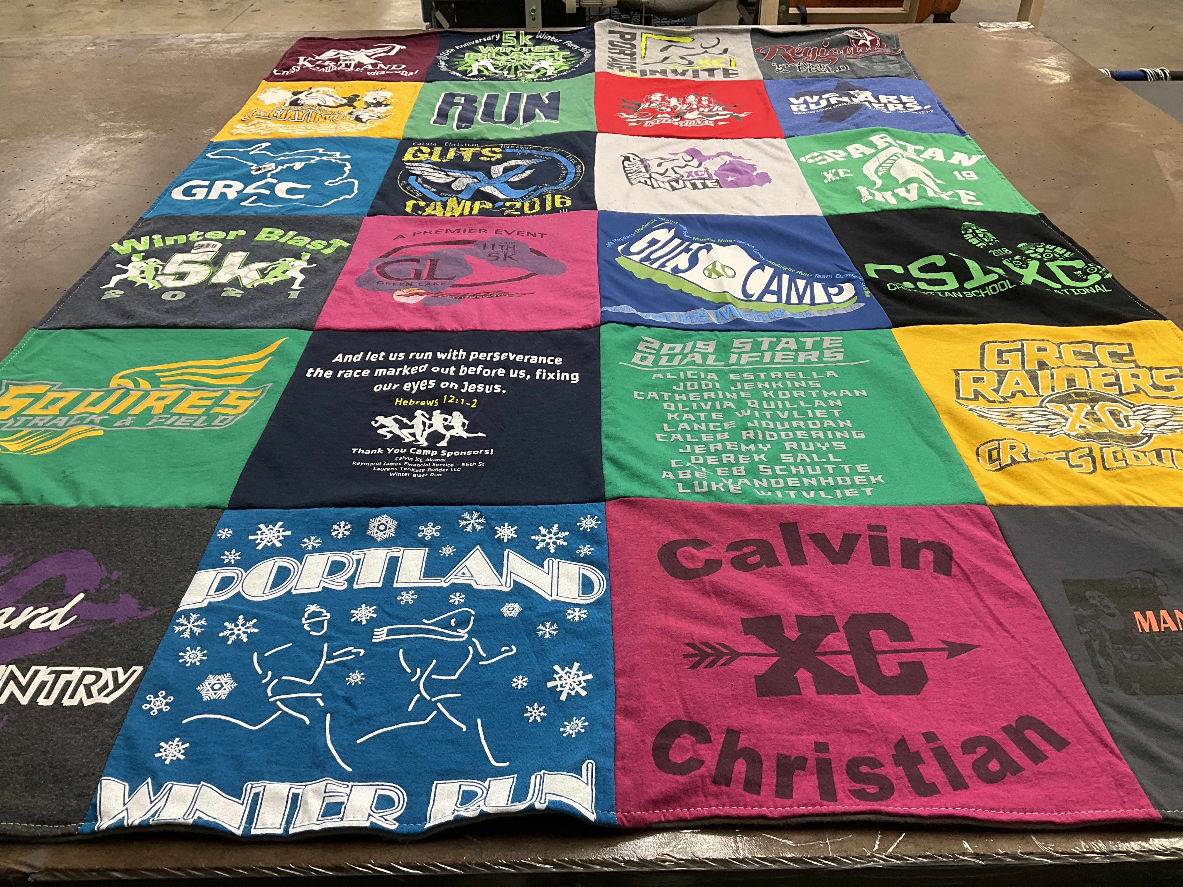T-shirt quilt featuring calvin christian high school xc, grand rapids christian school raiders by Michele from MI