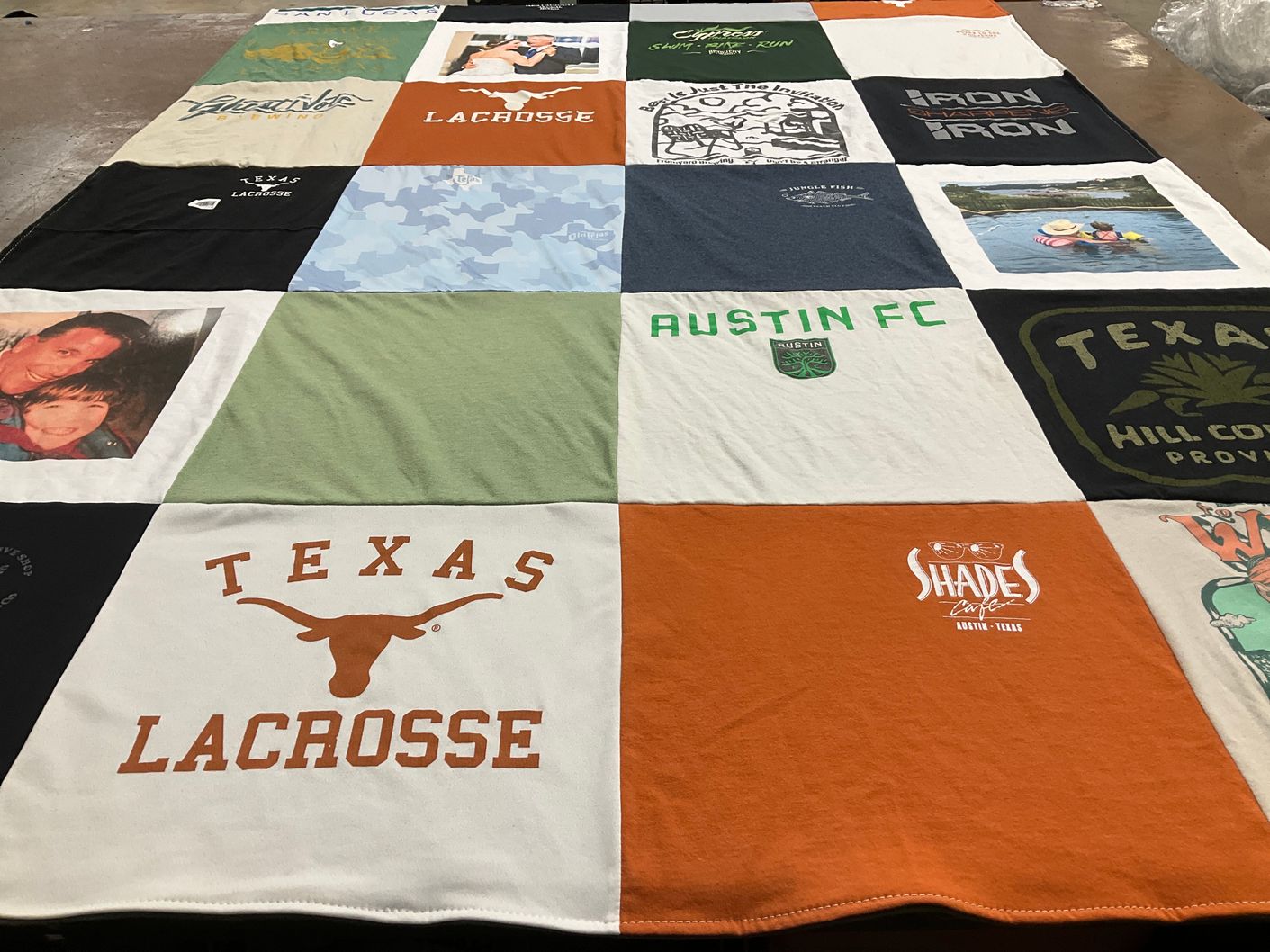 T-shirt quilt featuring texas longhorns lacrosse, austin fc by Deidre from TX