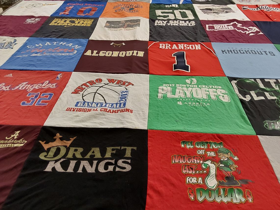 T-shirt quilt featuring boston celtics, los angeles basketball team by Mary from MA