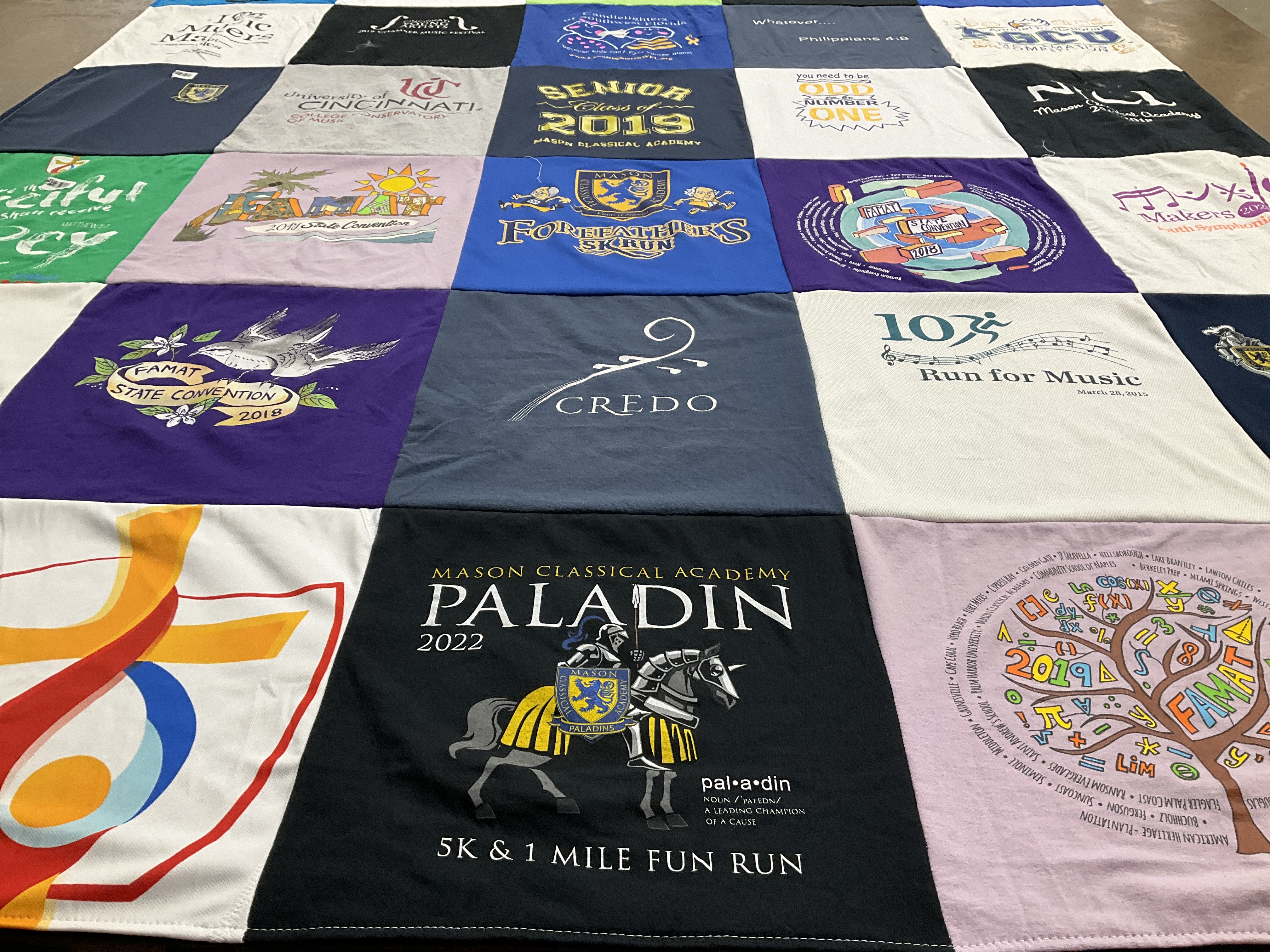 T-shirt quilt from university of cincinnati, mason classical academy by Jennifer from FL
