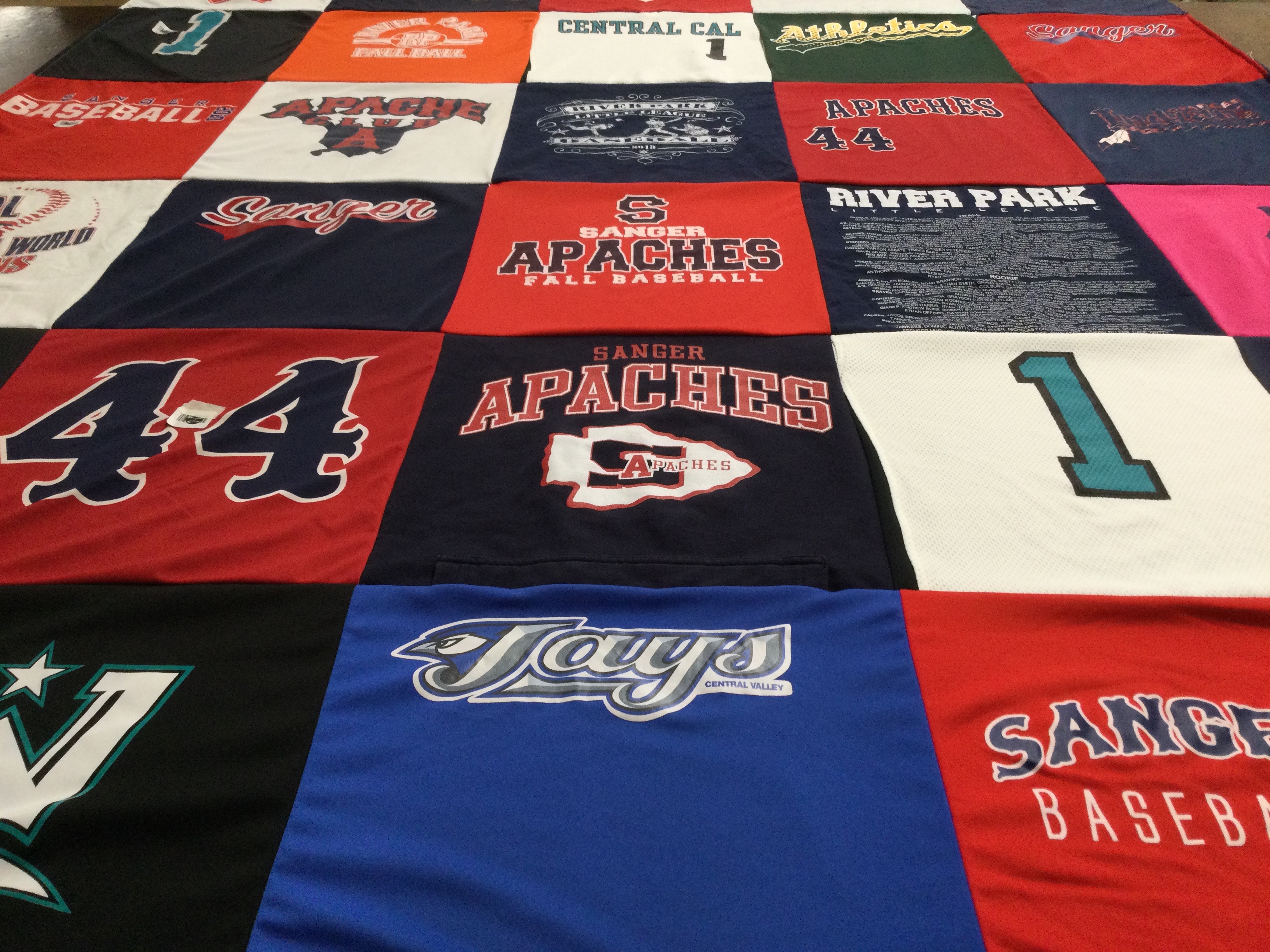 T-shirt quilt featuring sanger apaches by Rachel from CA