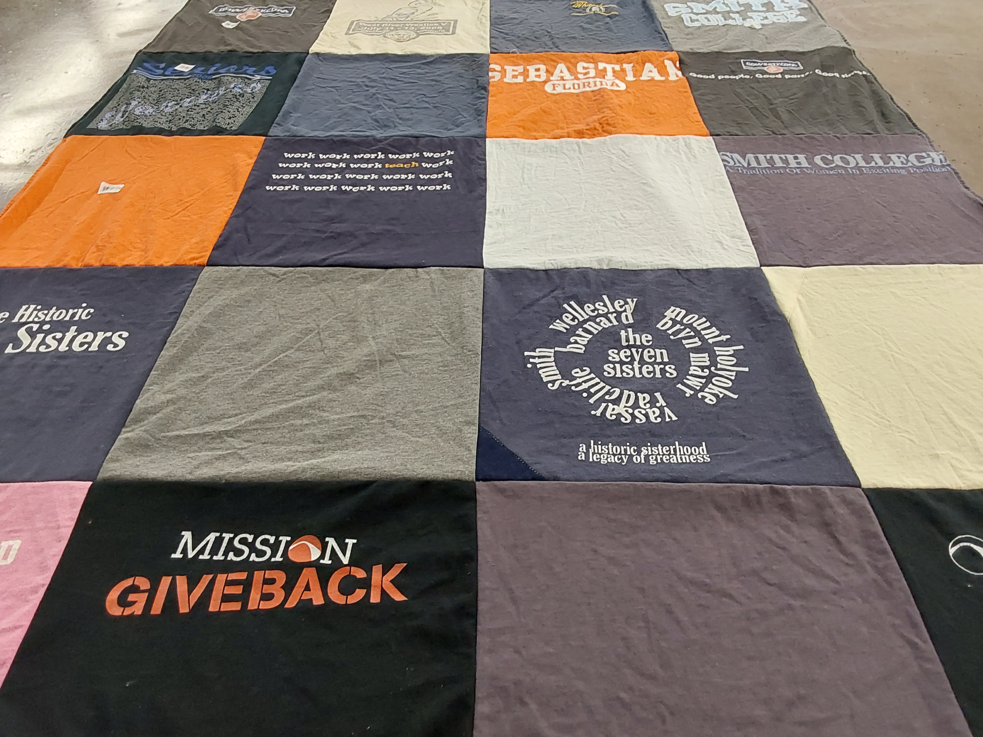 T-shirt quilt from smith college, wellesley college by Sarah from DC