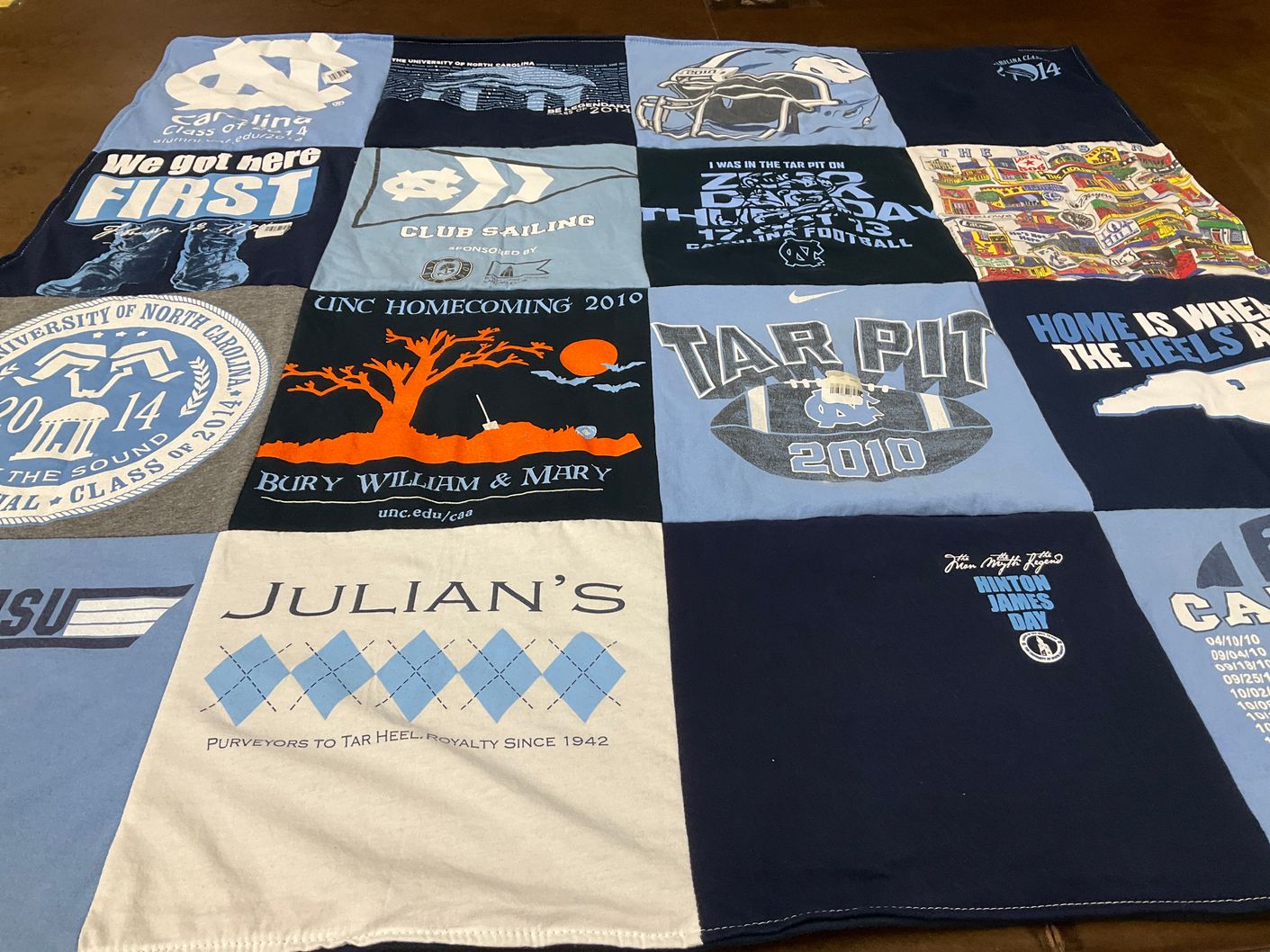 T-shirt quilt featuring unc tar heels football by Kathleen from NC