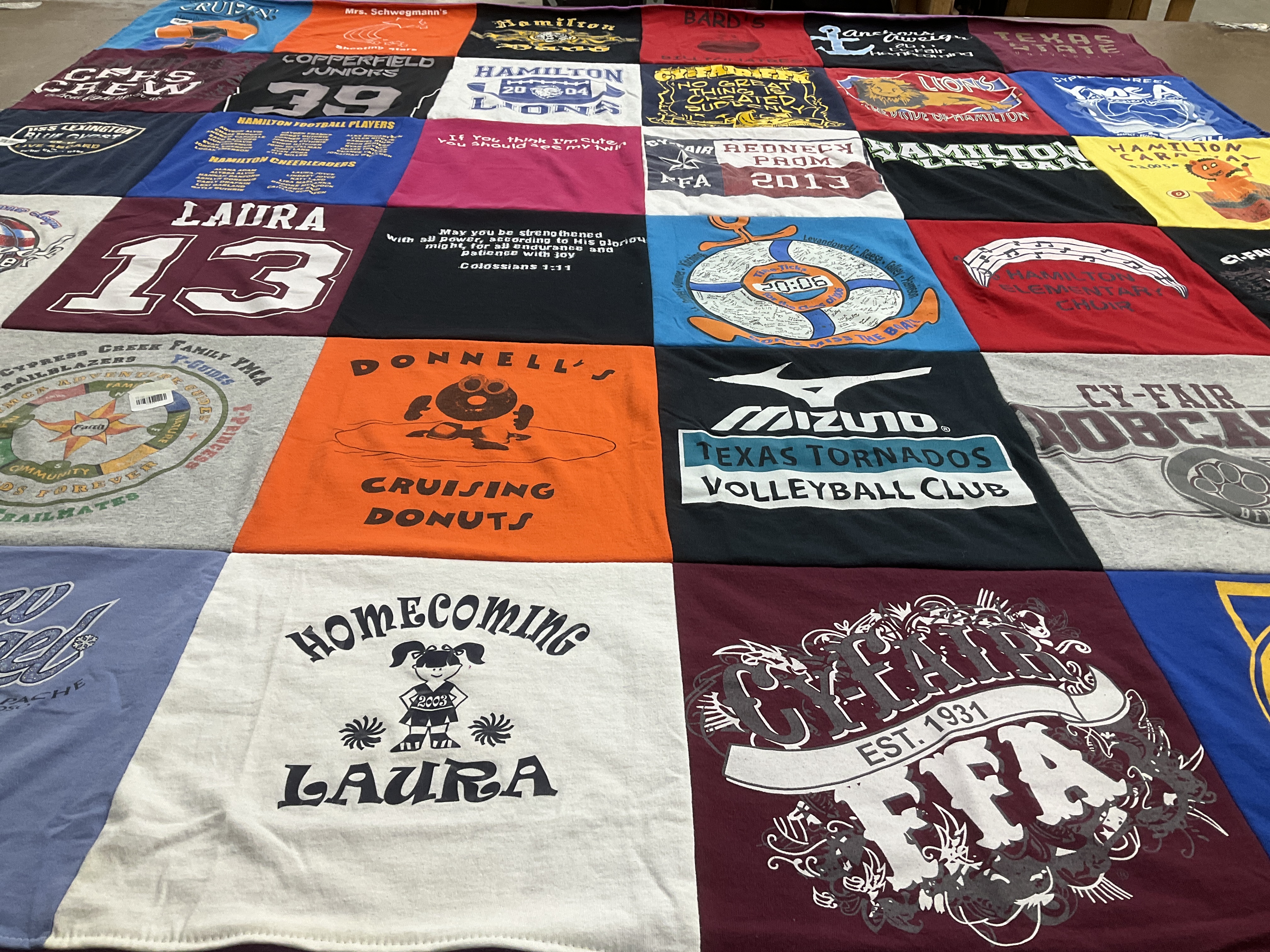 T-shirt quilt featuring cy-fair tornadoes volleyball club by Linda from TX