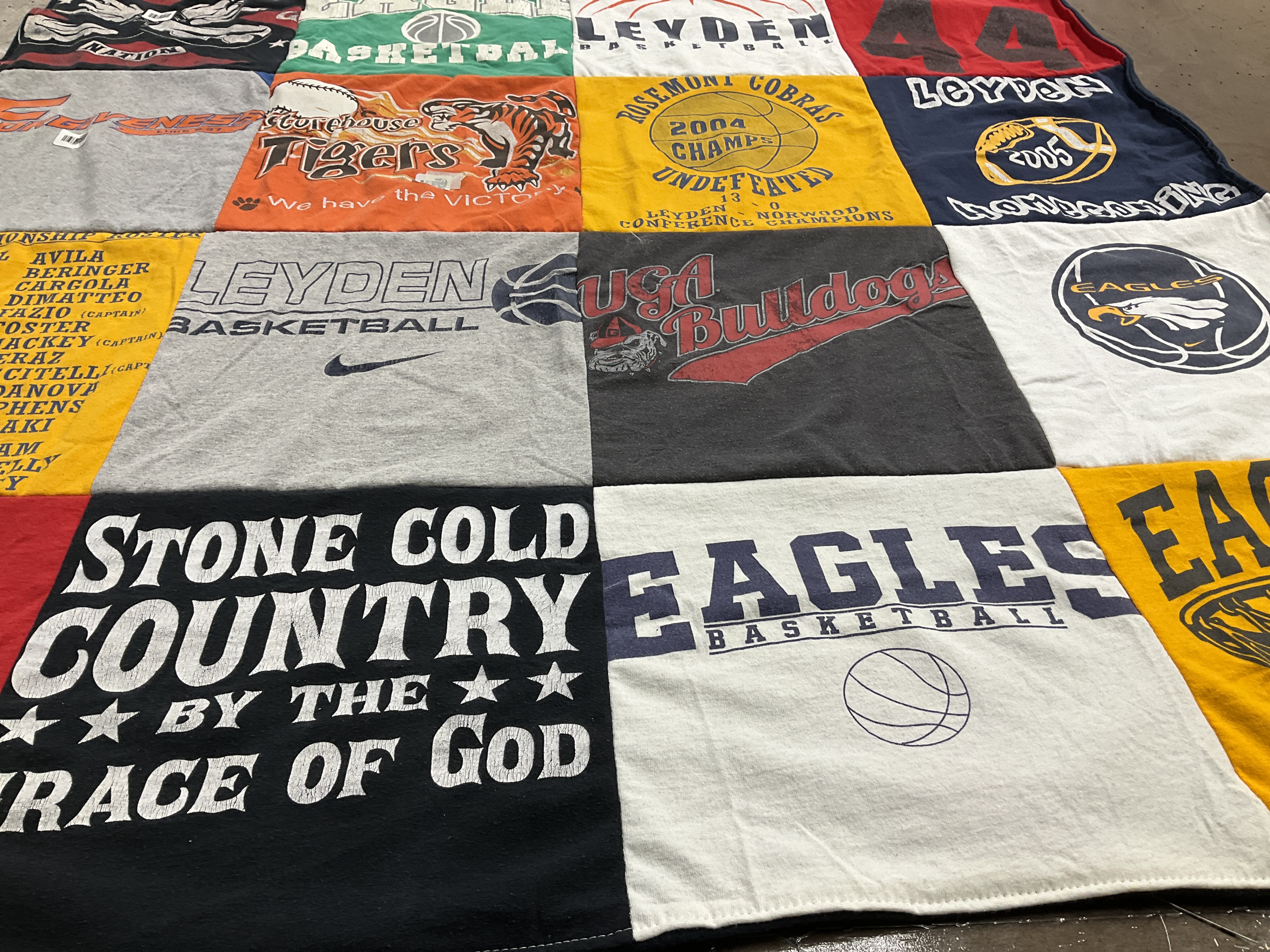 T-shirt quilt featuring leyden high school eagles, leyden high school bulldogs by Pamela from IL
