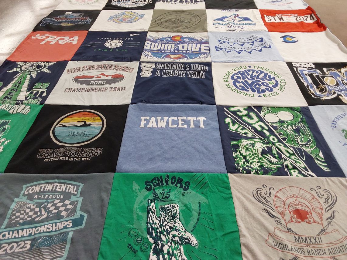 T-shirt quilt featuring highlands ranch aquatics by Mandy from CO
