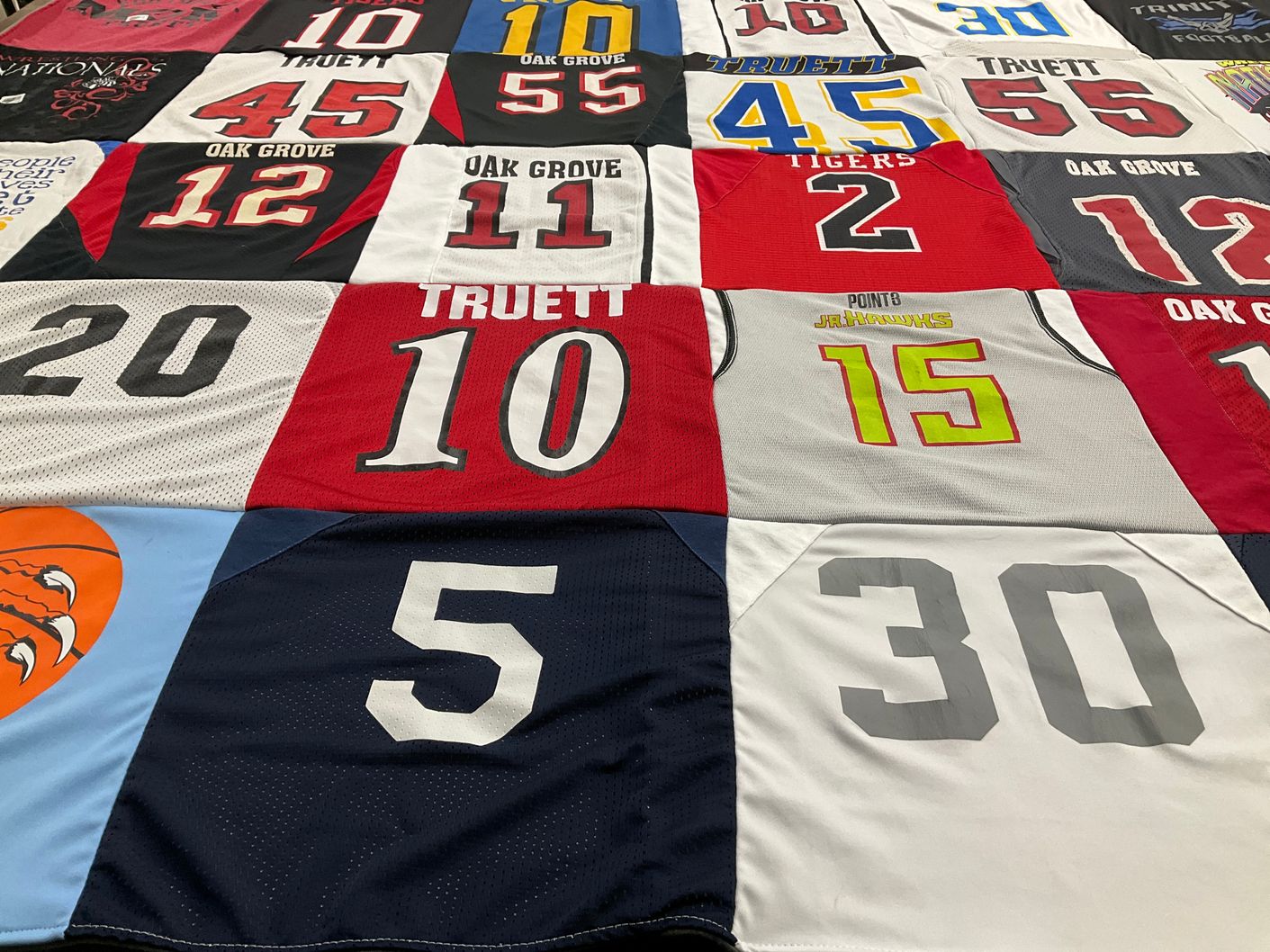 T-shirt quilt featuring oak grove tigers, truett tigers by Courtney from AL