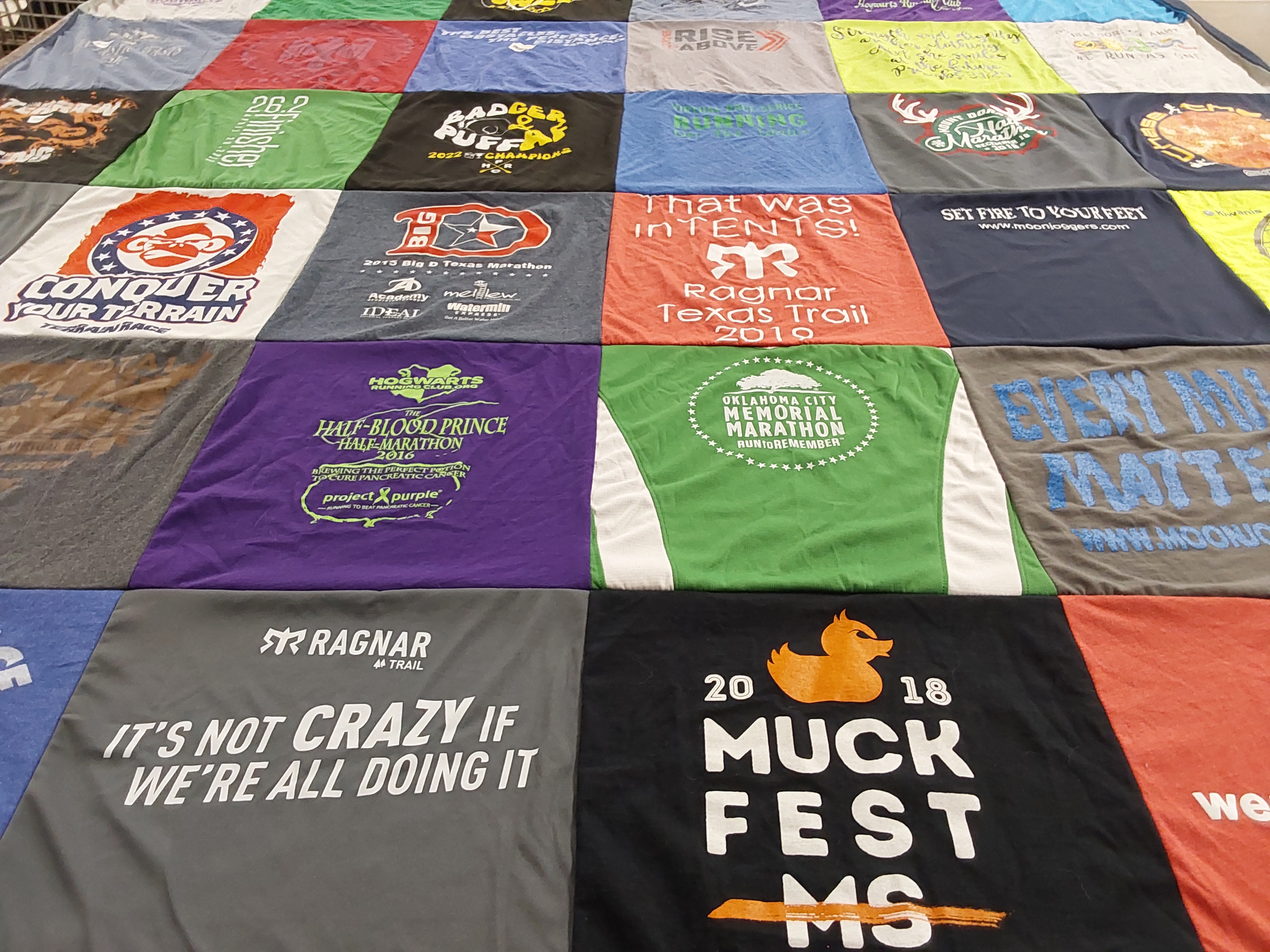 T-shirt quilt with running, marathons themes by HEATHER from TX