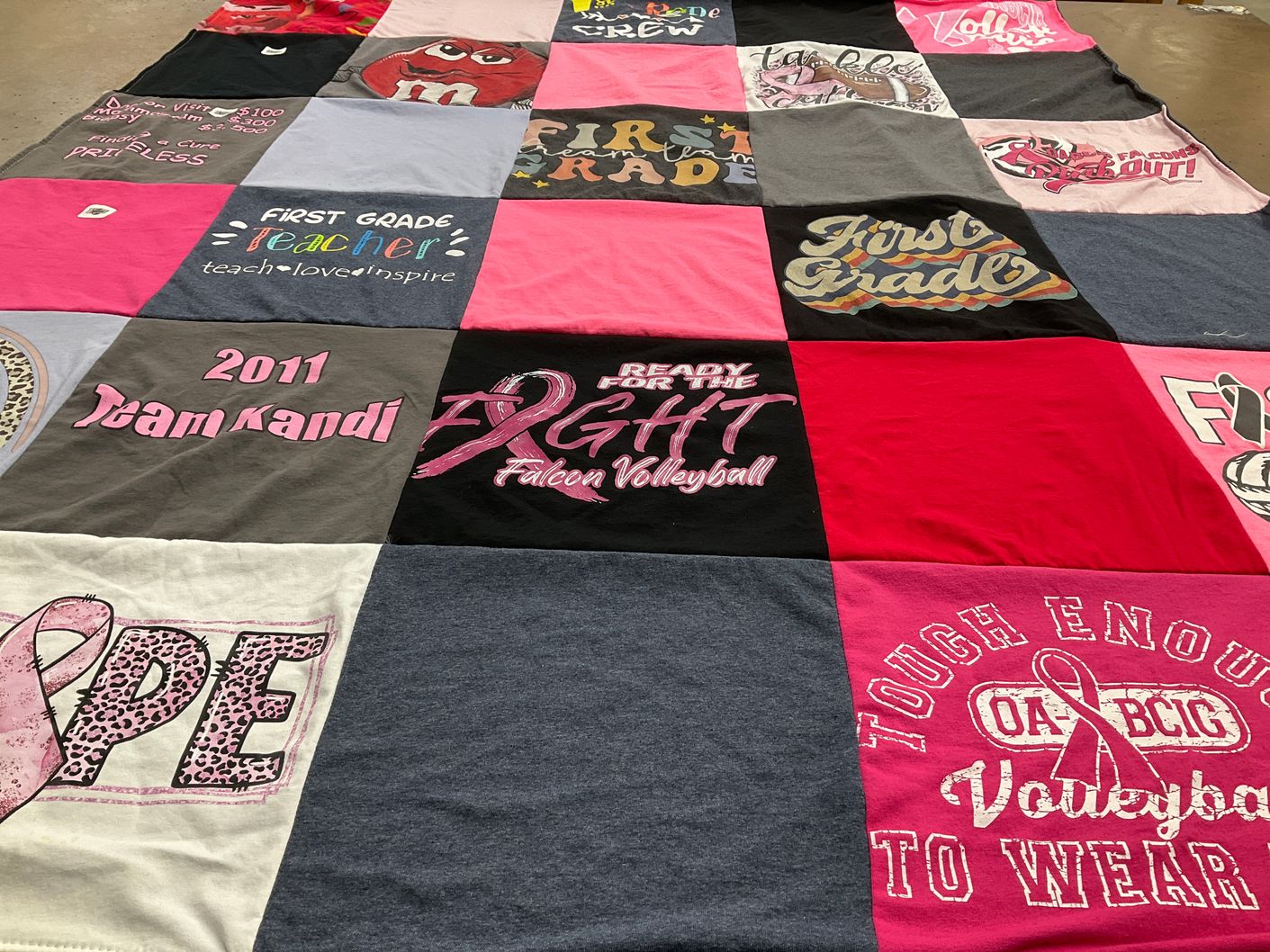 T-shirt quilt featuring falcon volleyball by Kandace from IA