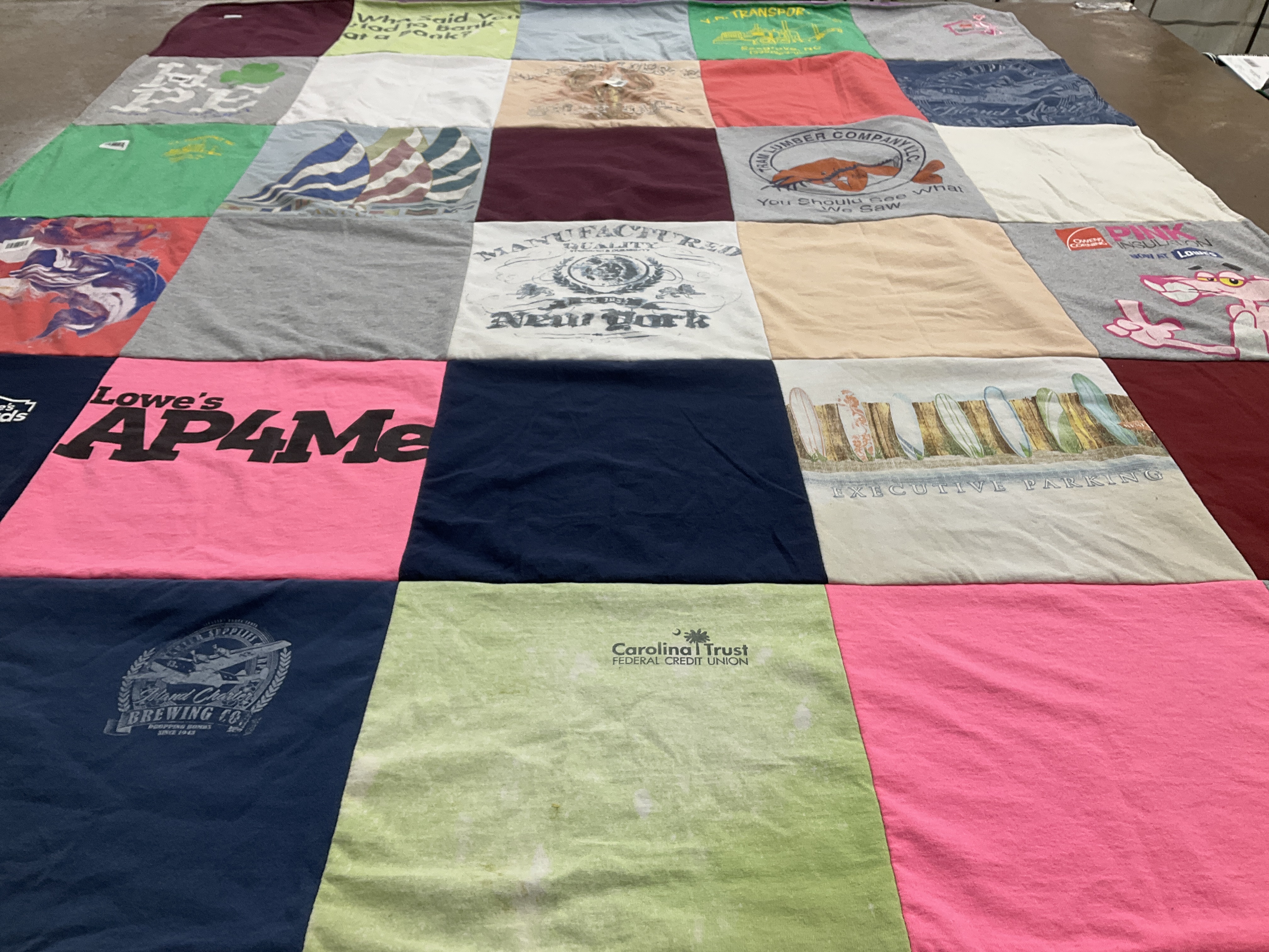 T-shirt quilt with cooking, beer themes by Suzanne from NC
