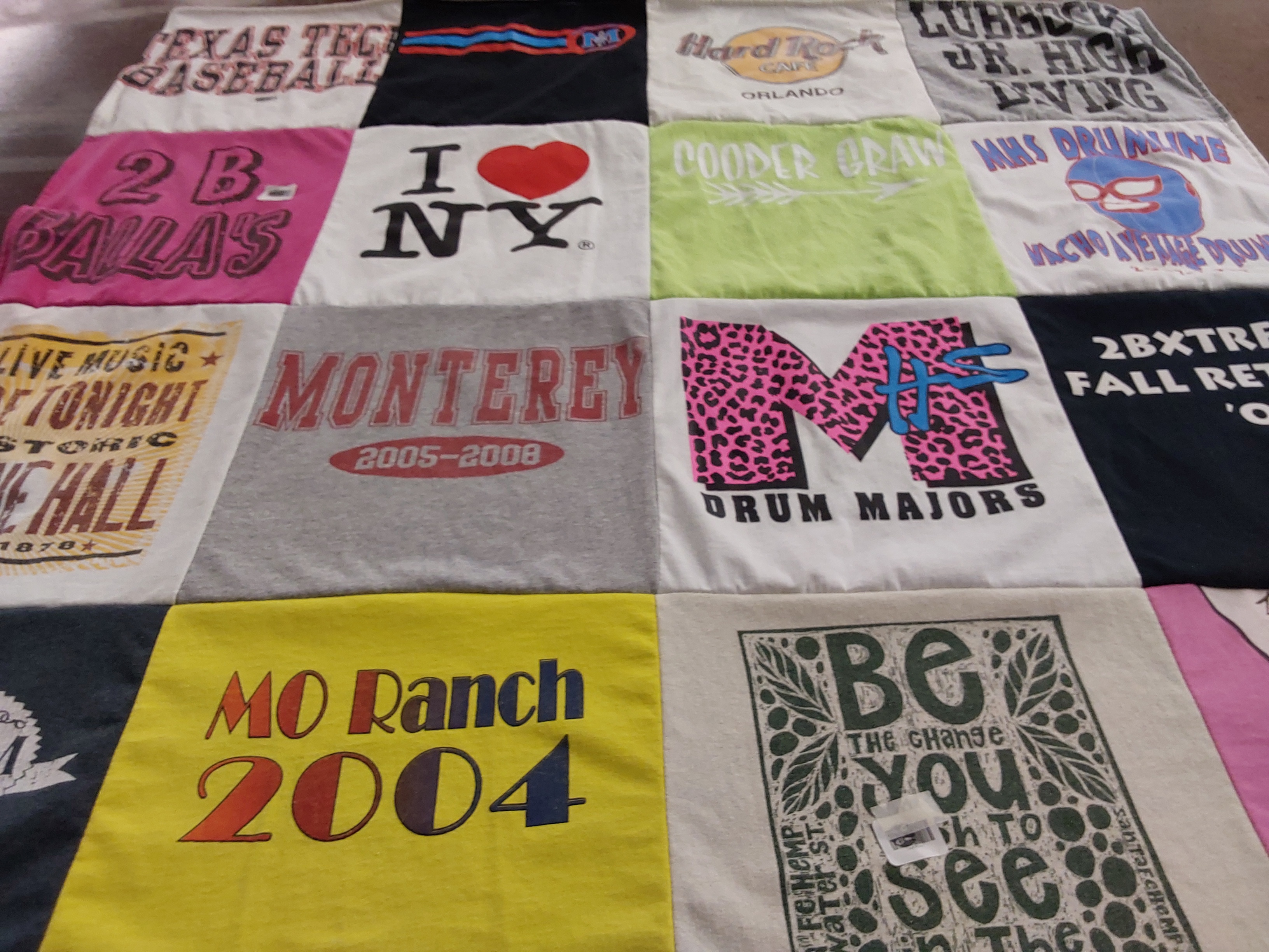 T-shirt quilt with live music, drum majors themes by Melinda from TX