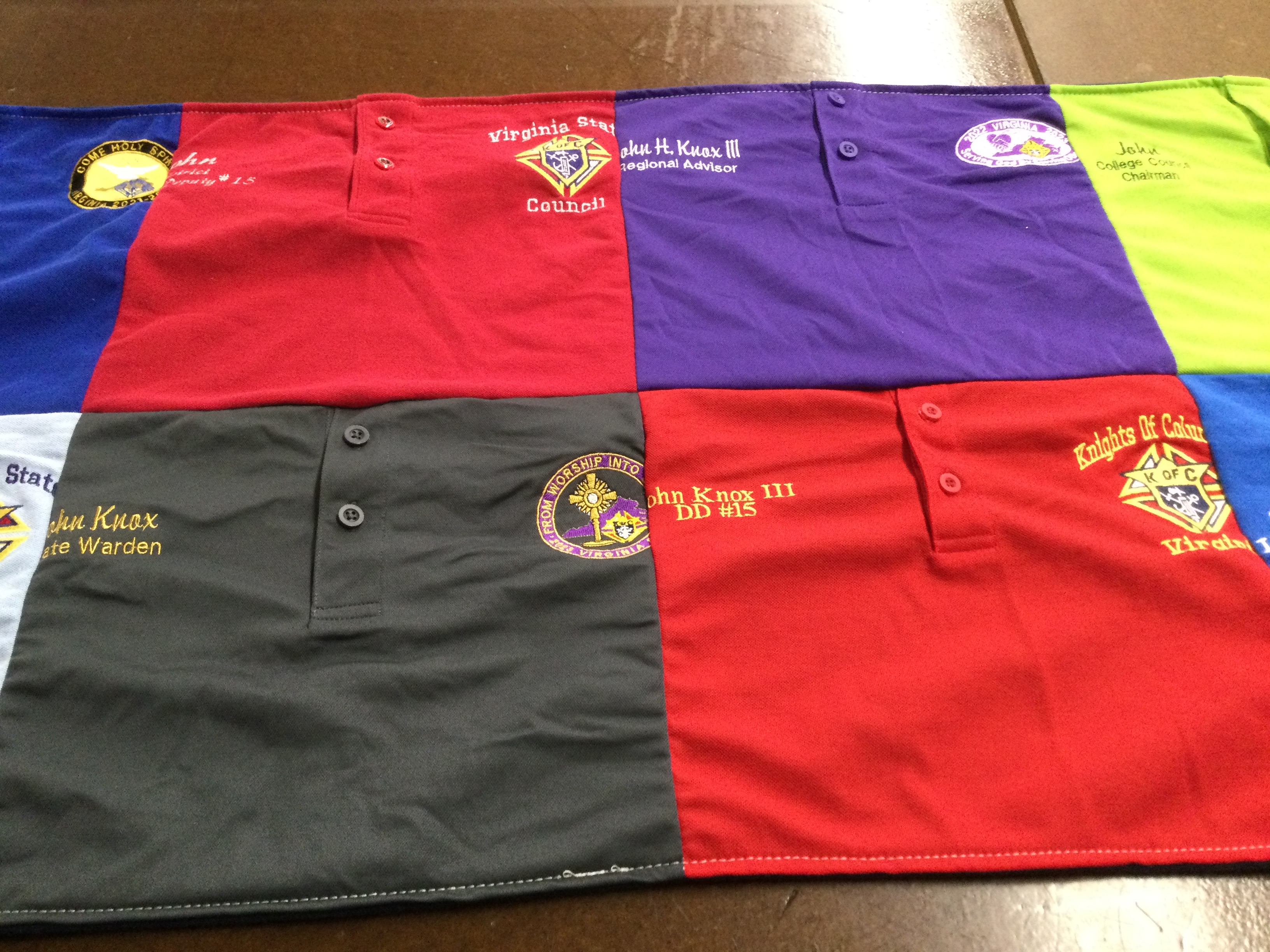 T-shirt quilt with knights of columbus, fraternal organizations themes by Kelly from VA