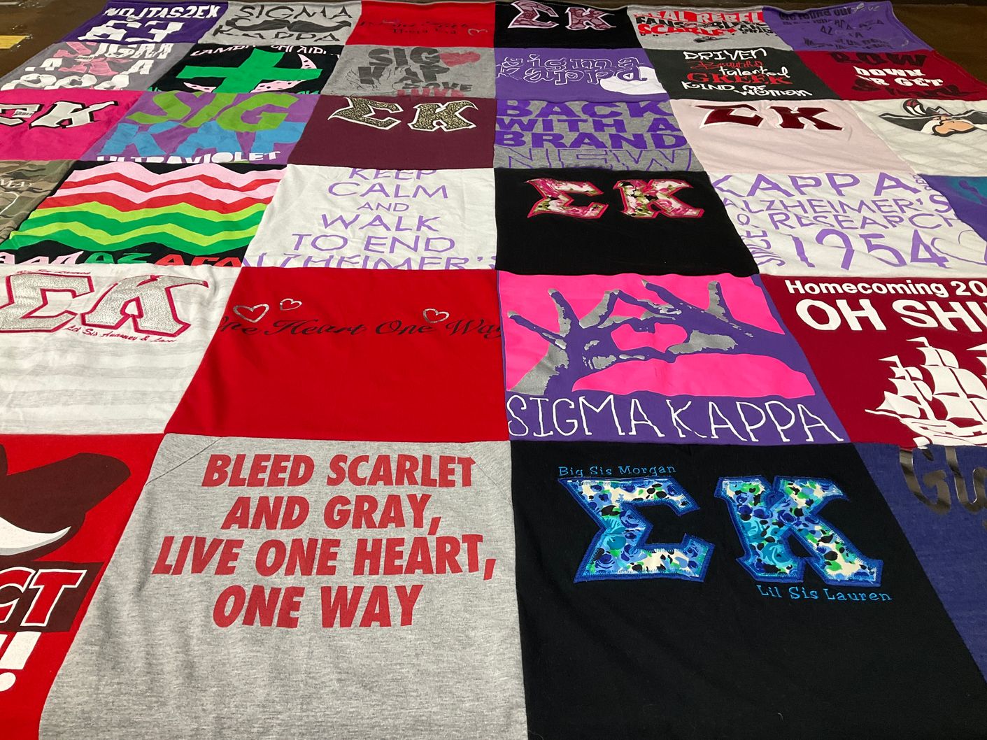T-shirt quilt with sorority, philanthropy themes by Lauren from NV